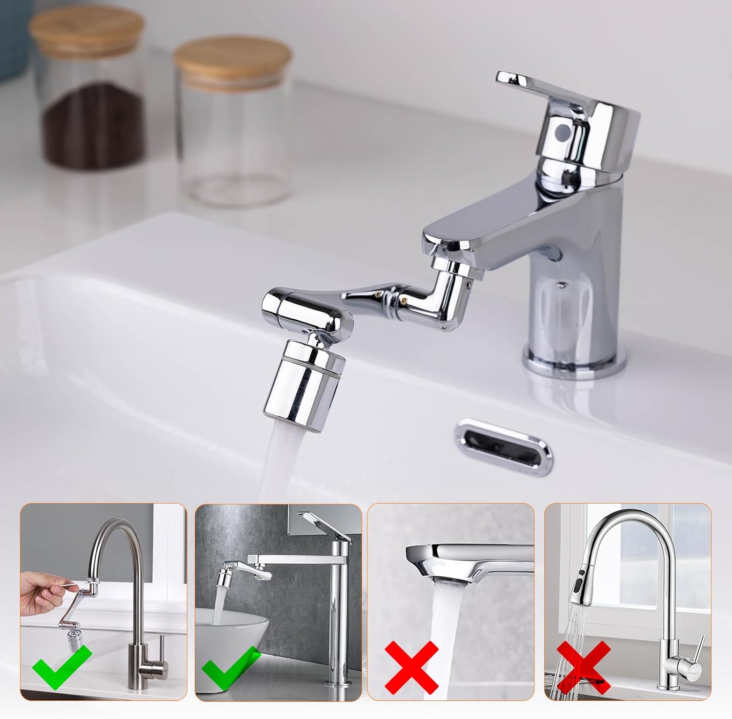 Thumbnail 6 de Ibergrif Wasserhahn-Aufsatz Verlängerung drehbar 1440° (Messing) M91006