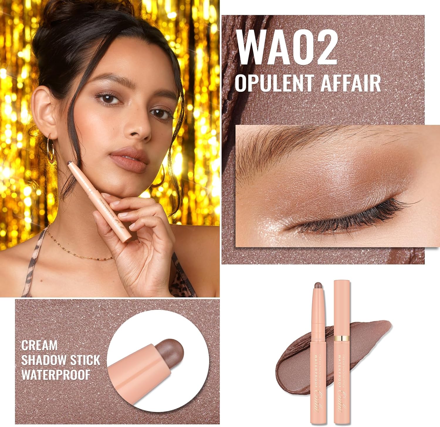 Thumbnail 1 de Oulac Matita Ombretto Girevole Moka Satin-Finish WA02 “Opulent Affair” – waterproof, anti sbavature, 16 ore