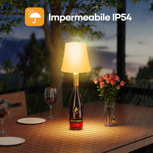 Detalle de Suright Lampada da Tavolo LED senza Fili per Bottiglia – 4000 mAh, 7 modalità, RGB