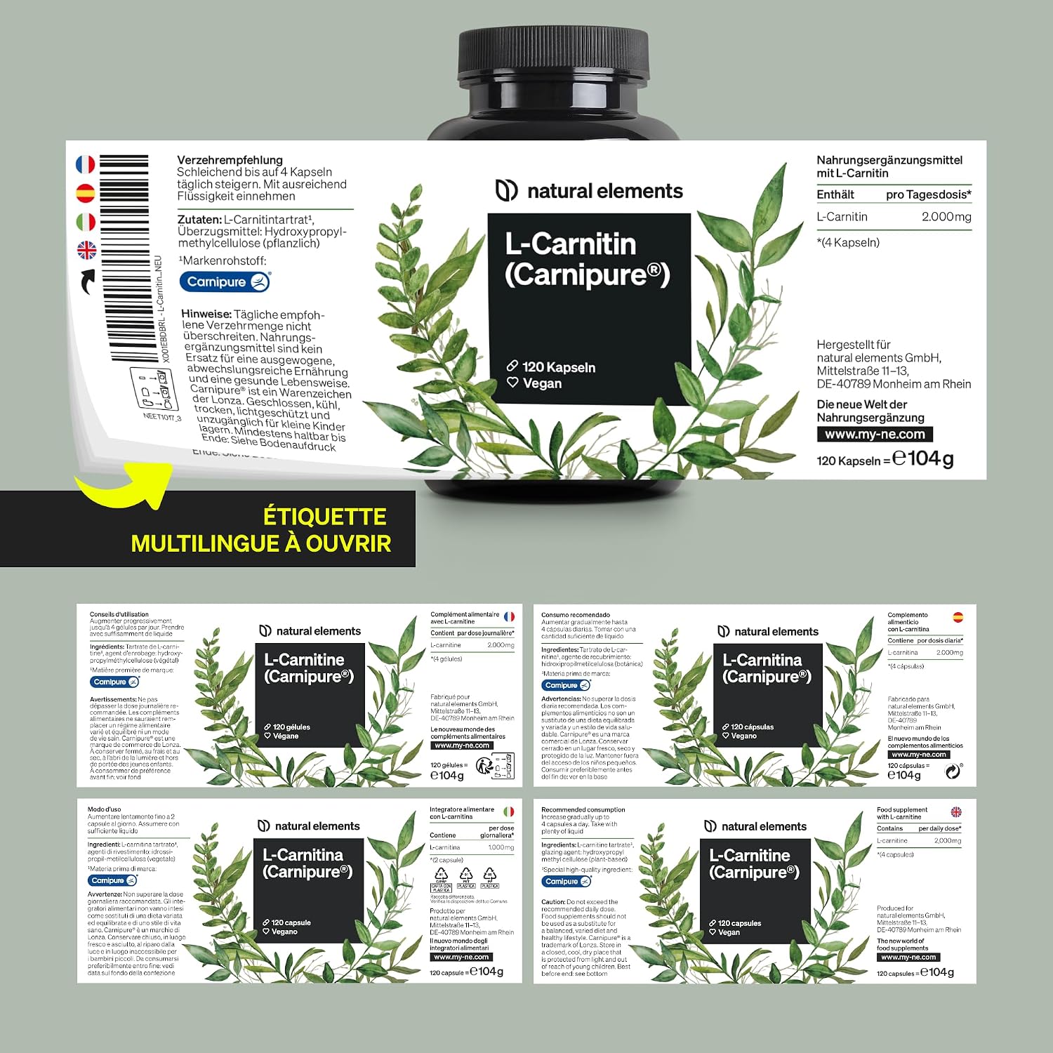 Thumbnail 4 de L-carnitine 2000 Carnipure® (Lonza) – 2 000 mg par jour, 120 gélules vegan