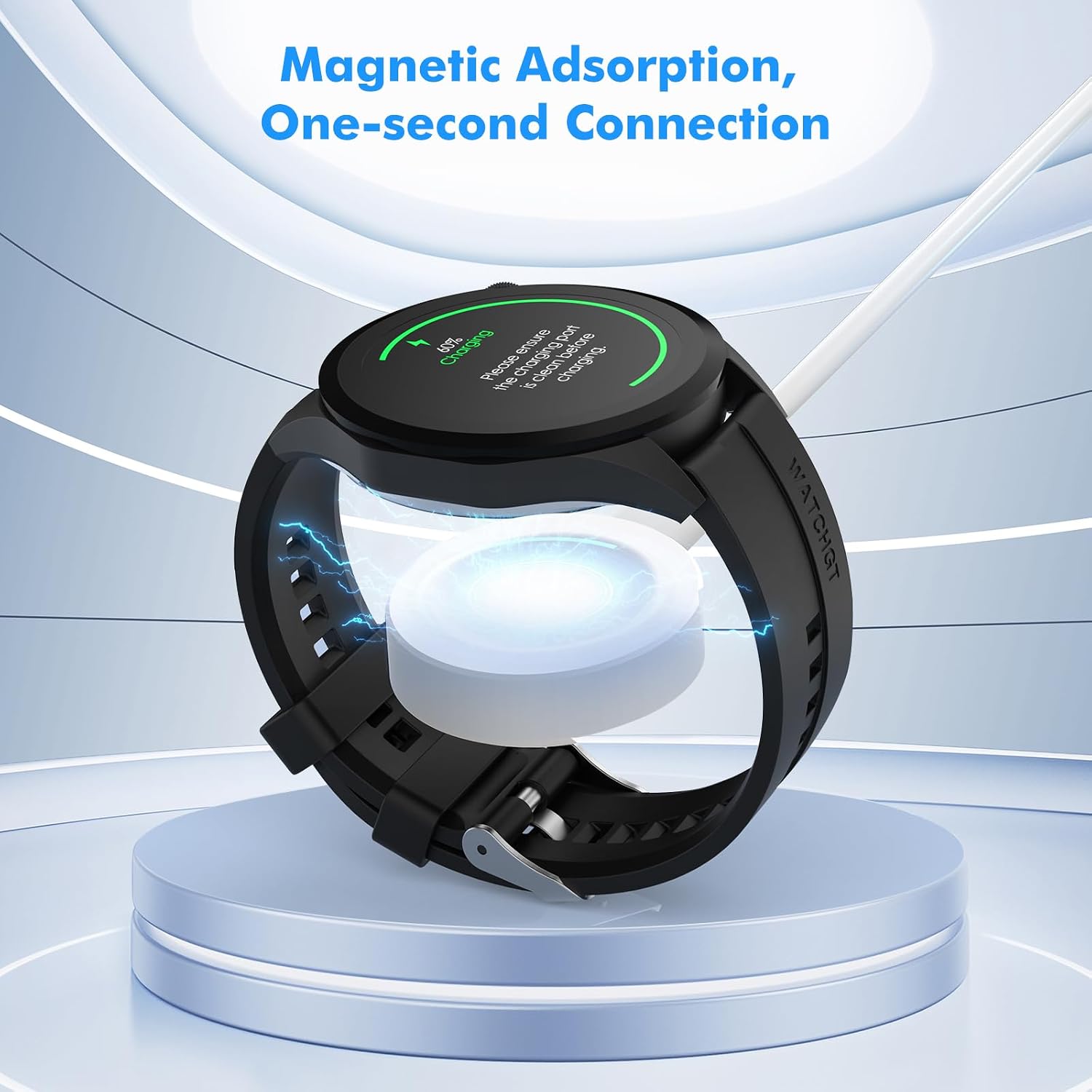 Detalle de MoKo Caricatore Magnetico Compatibile con Huawei Watch – Dock Portatile con Cavo Separato 100 cm, Bianco