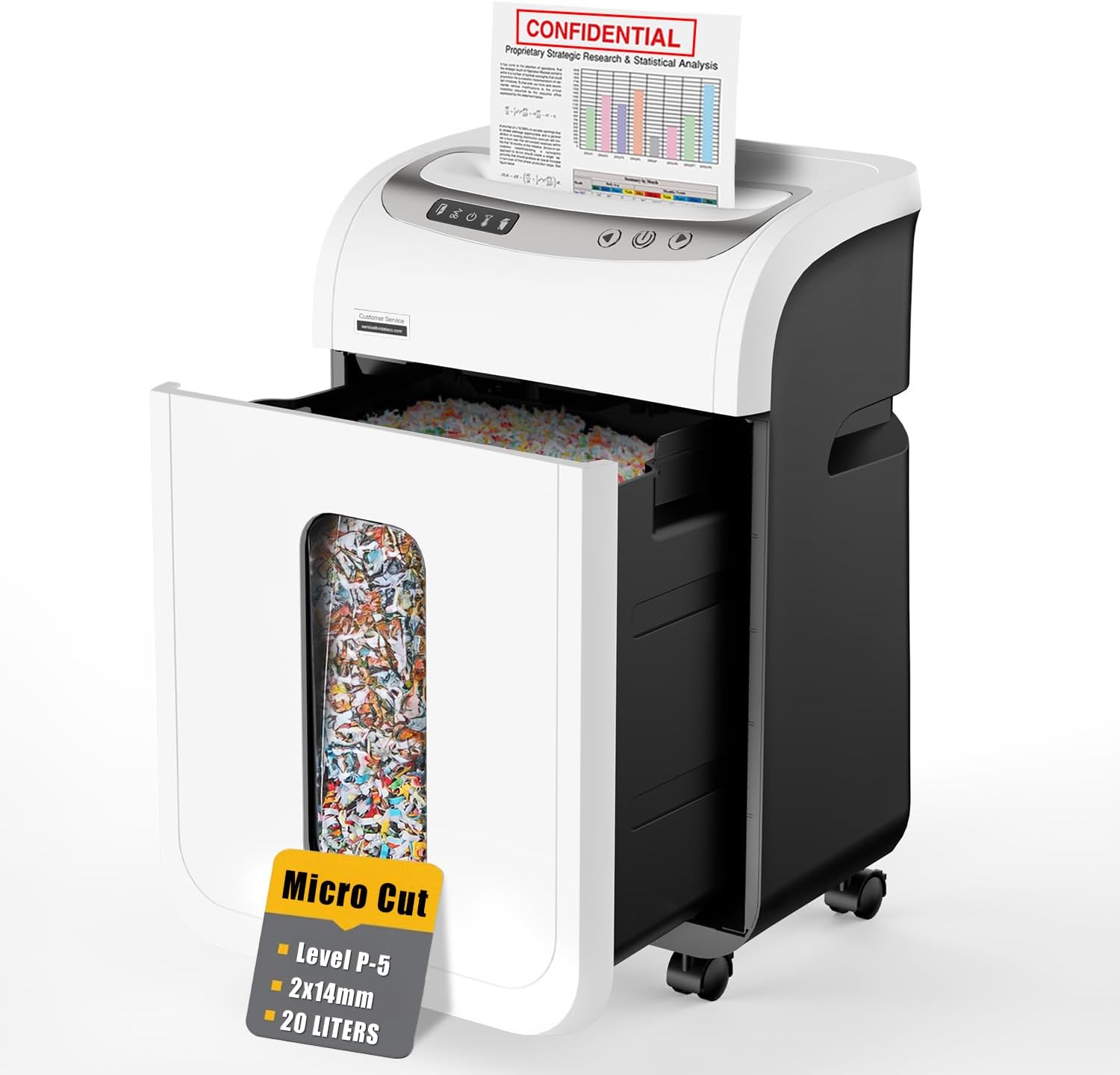 Micro-Cut Paper Shredder 9-Sheet P-5 Security Level (20L Pullout Basket) for Home Office