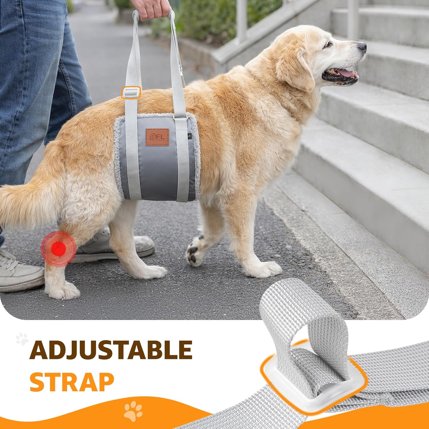Thumbnail 4 de Adjustable Dog Lifting Harness: Support & Rehab for Weak Rear Legs (Grey, L)