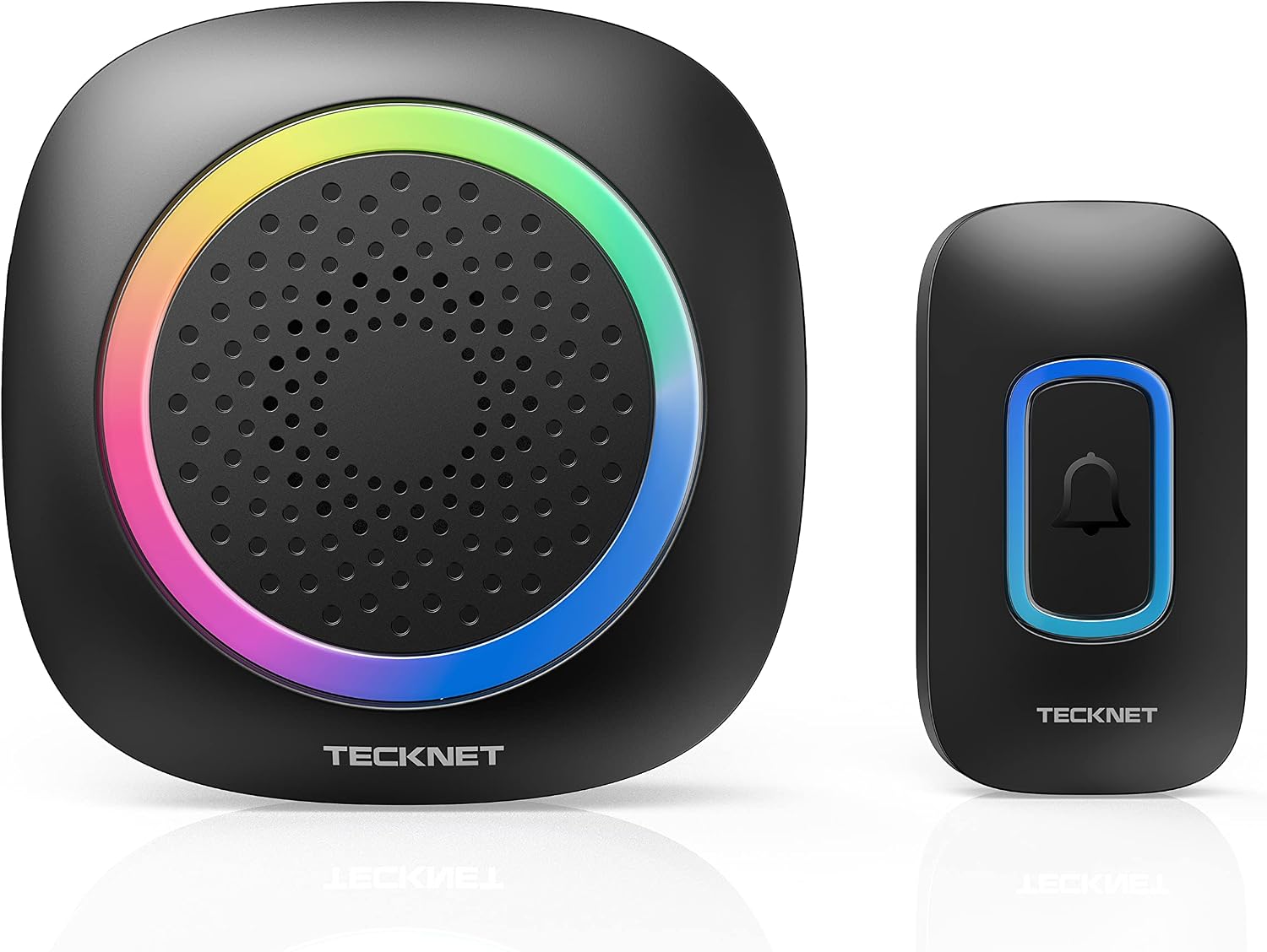 Detalle de TECKNET Wireless Doorbell kit with RGB light, IP66 waterproof design and 110 dB volume