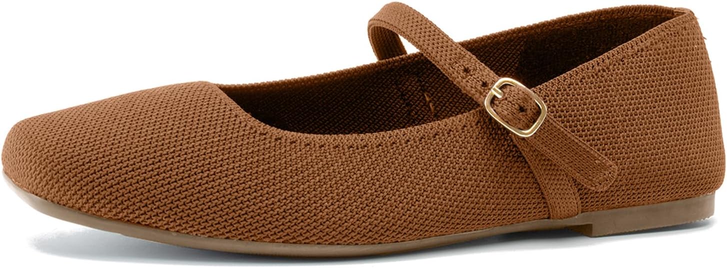 Detalle 2 de Soesyi Knit Flats for Women: Square Toe with Adjustable Ankle Strap