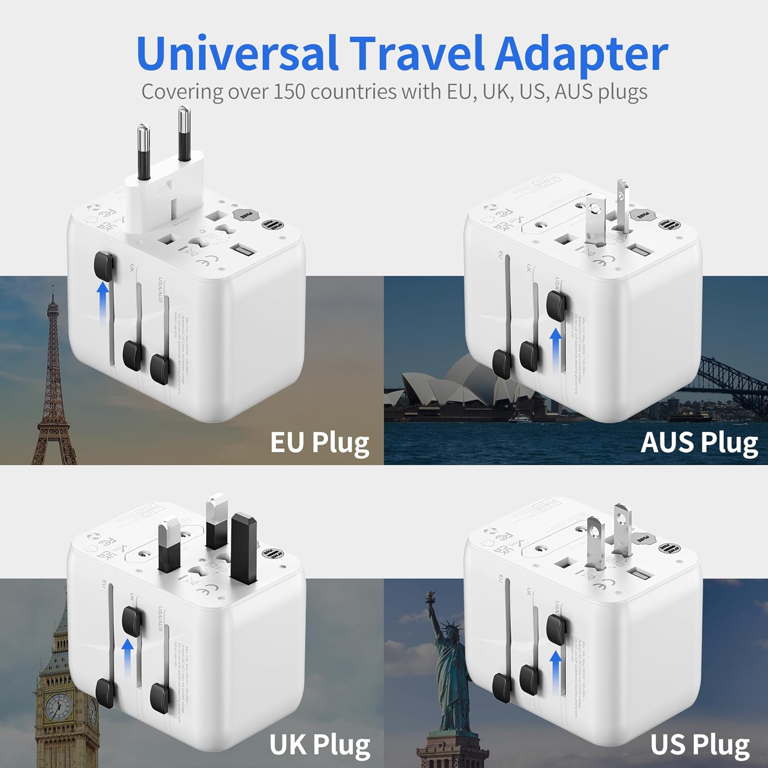 Thumbnail 1 de Hotimy Universal Travel Adapter 4‑plug 🌍