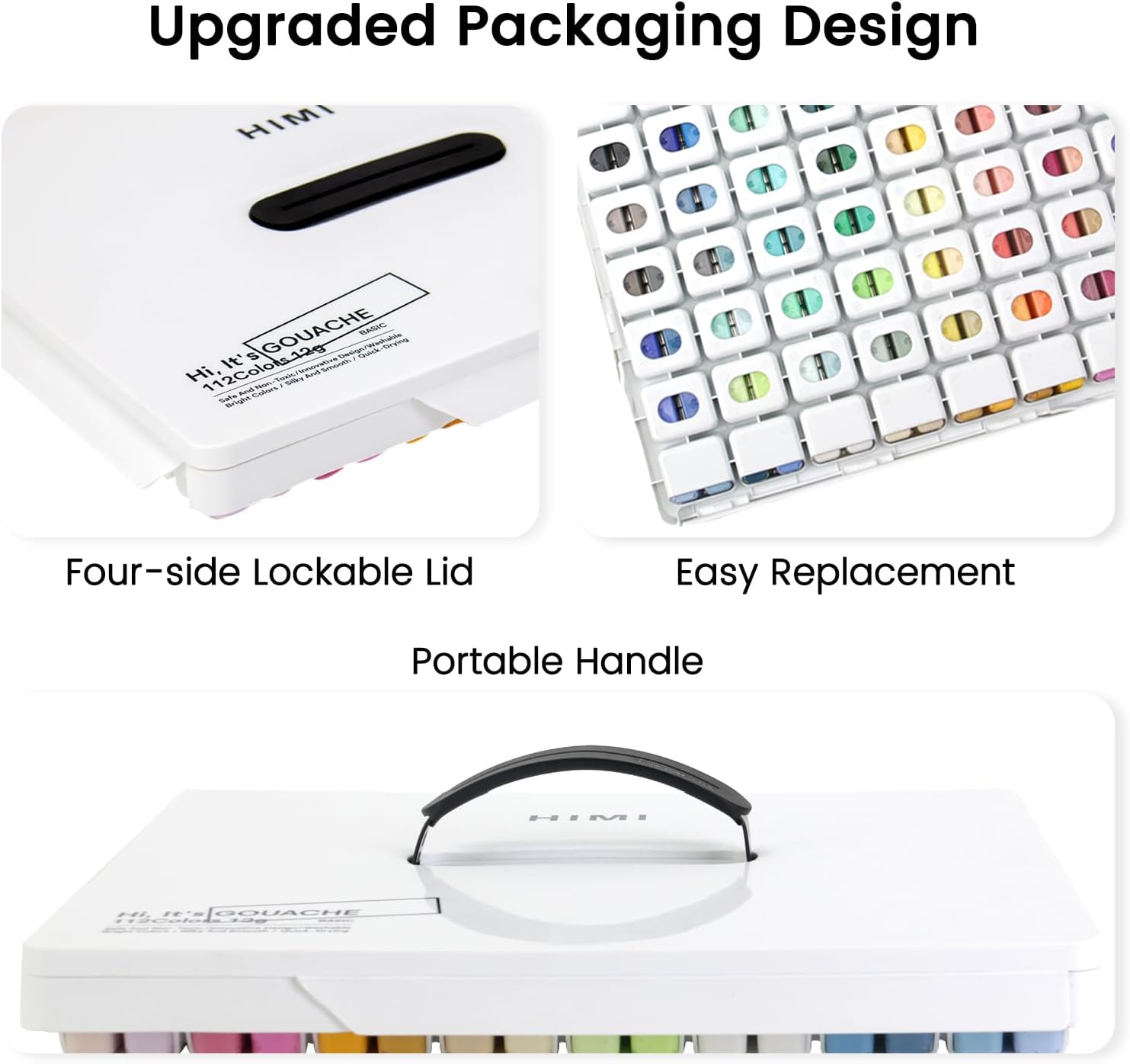 Thumbnail 2 de HIMI Gouache Paint Set 112 Colours x 12g – Dual Jelly Cup Design in Carrying Case (ARTFLY)