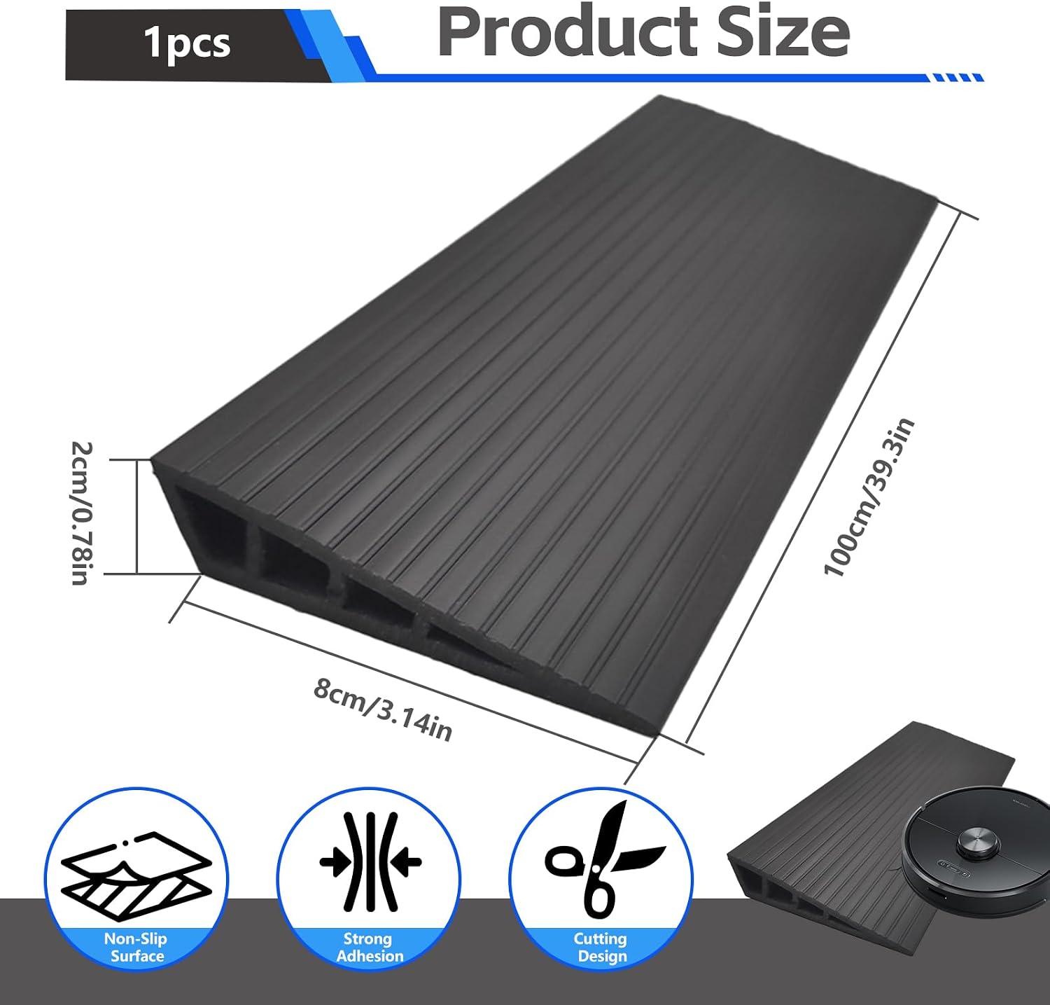 Detalle de MHYMX CLDE00222 drempelhelling van PVC, 100 x 8 x 2 cm, antislip