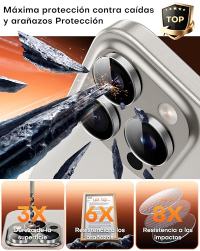 Detalle 2 de TOCOL Protections d'Objectif pour iPhone 16 Pro Max, verre HD, anti-buée, gris