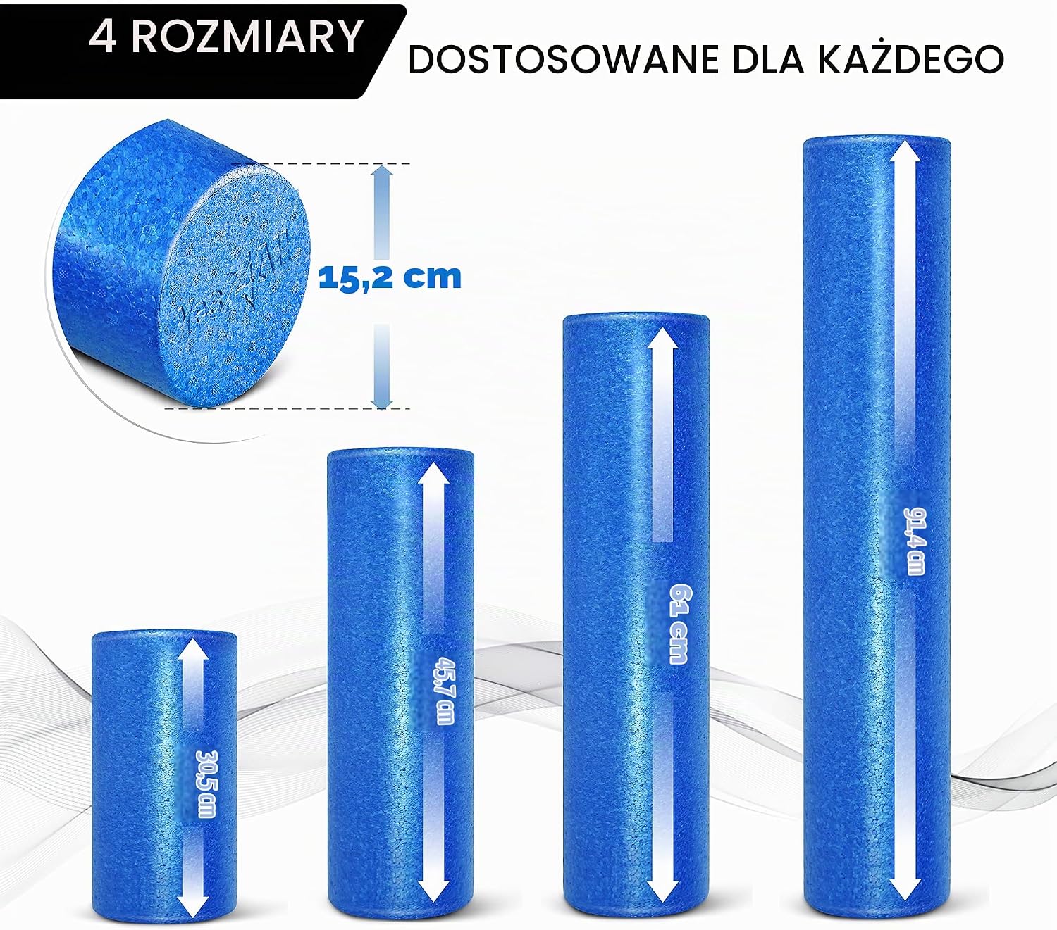Detalle de Yes4All 673J wałek piankowy EPP, 45 cm, bardzo twardy, niebieski