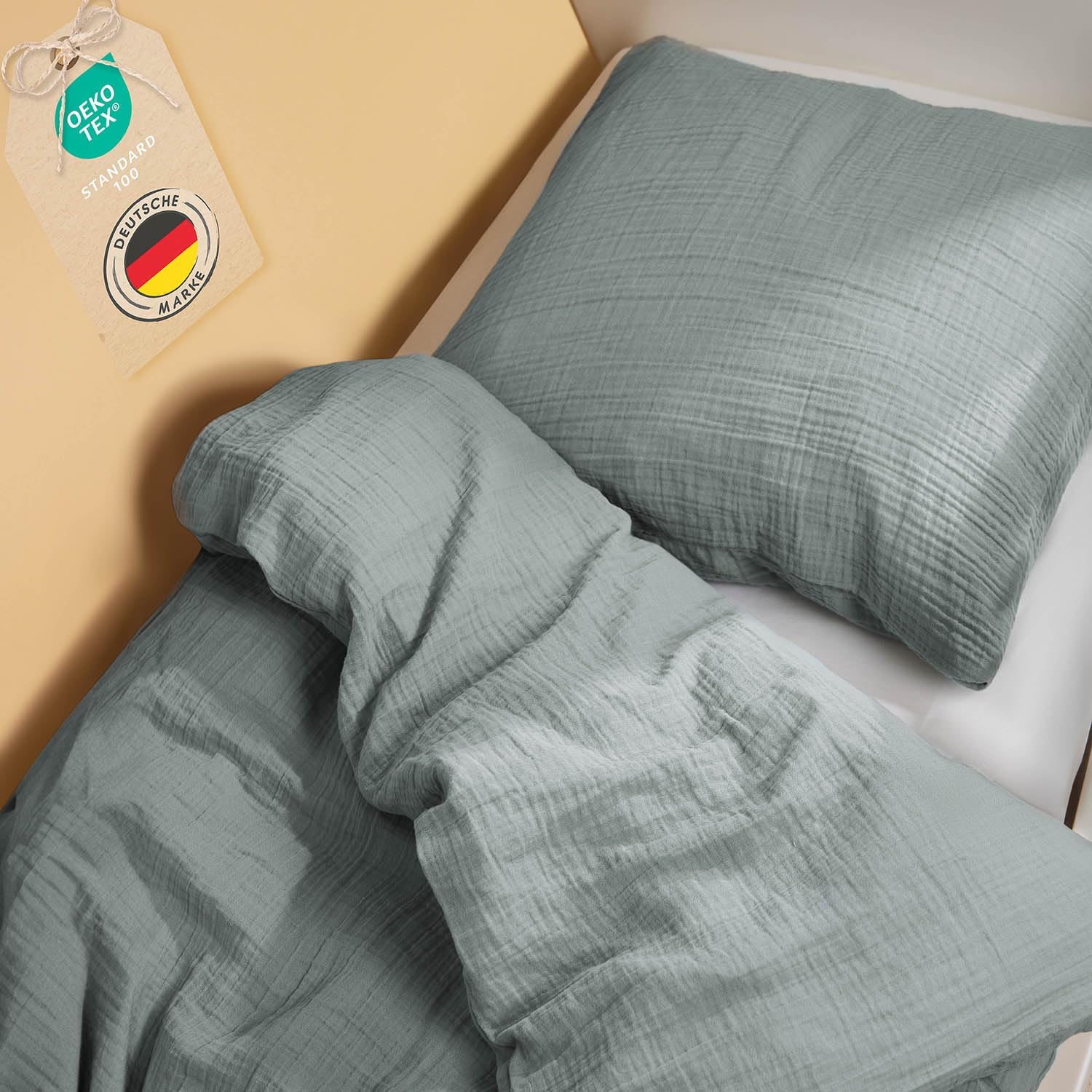 Detalle de Laleni Children's Muslin Cotton Bedding Set, 100x135 cm, OEKO-TEX Certified