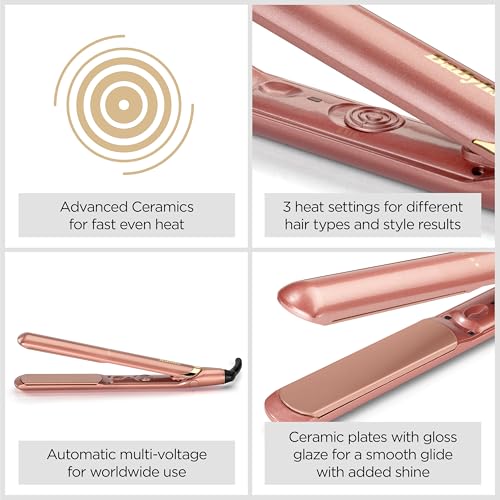 Detalle 2 de BaByliss Rose Gold Hair Straighteners with Ceramic Plates (2598U)