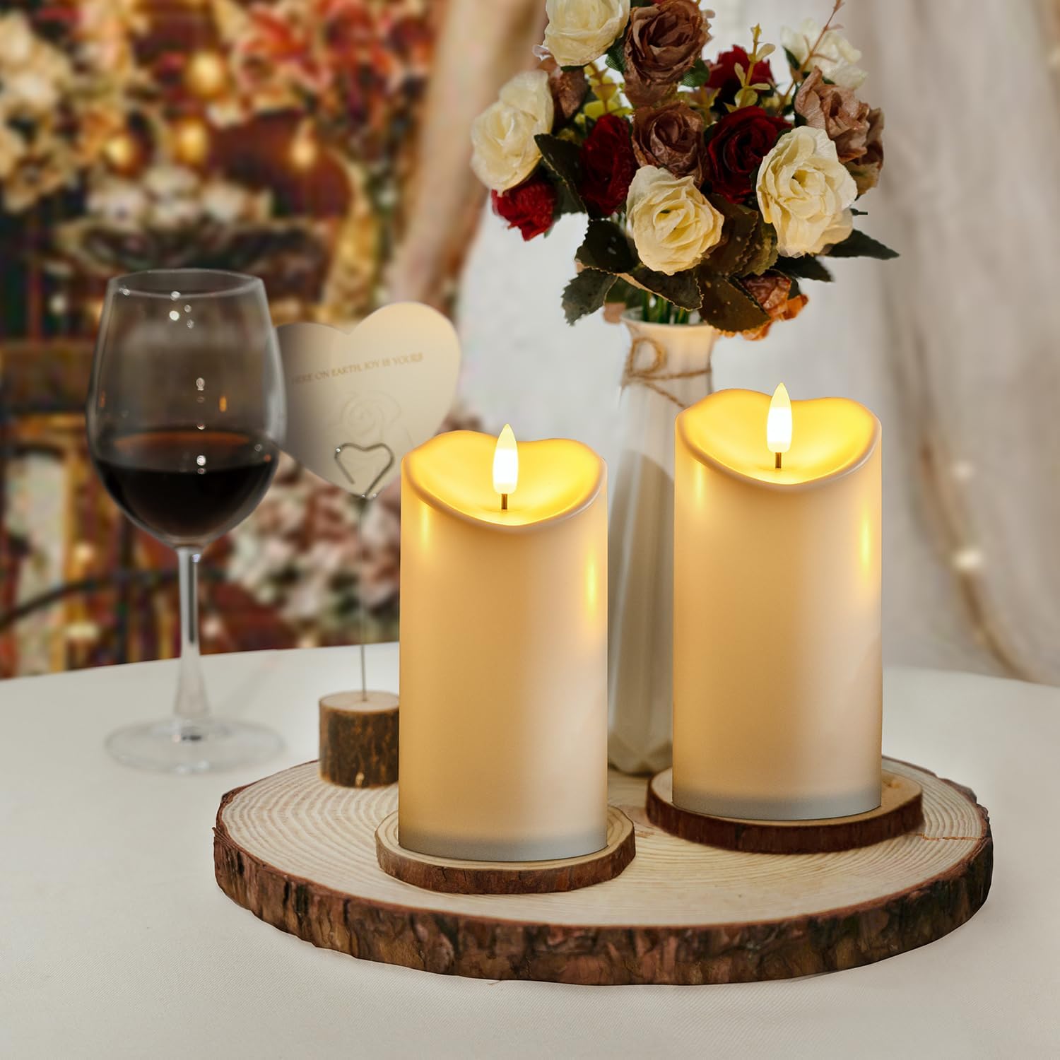Detalle 2 de AMAGIC Ivory White LED Flameless Candles, 3" x 6", Waterproof, Remote Timer