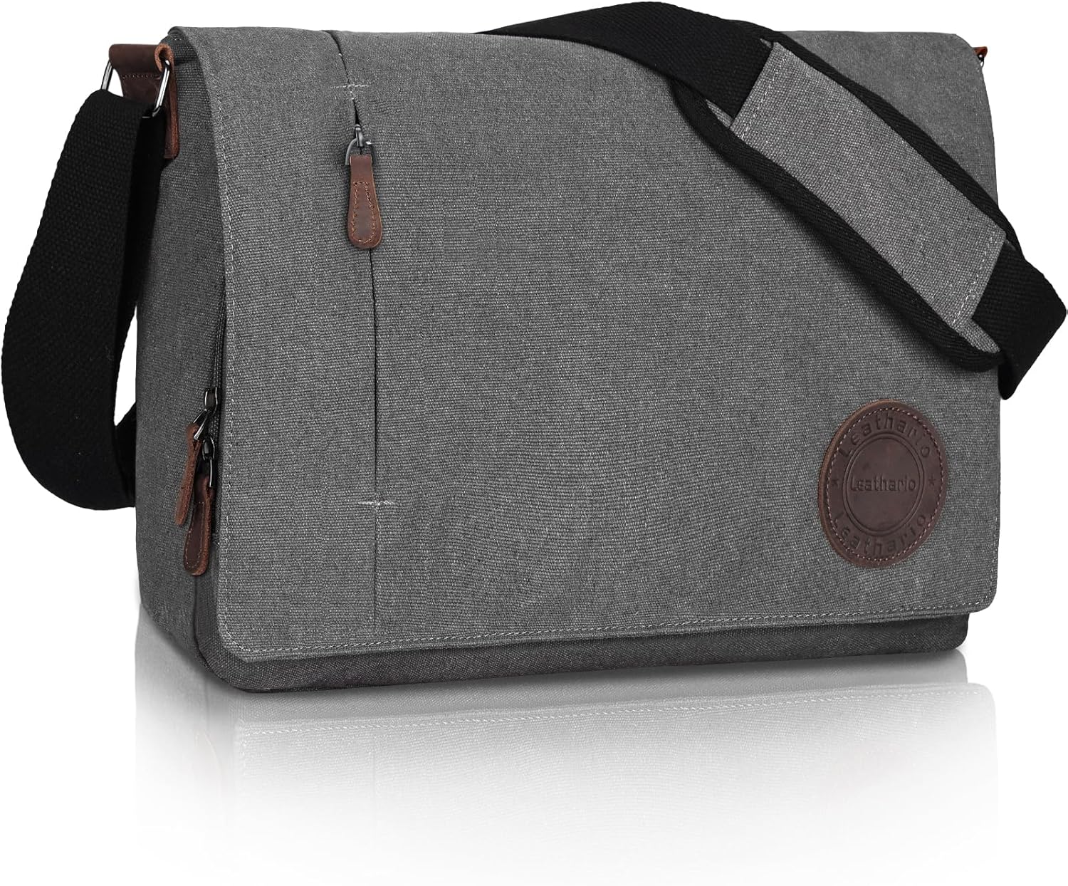Detalle de Leathario Canvas Messenger Bag for 13–15.6 Inch Laptops