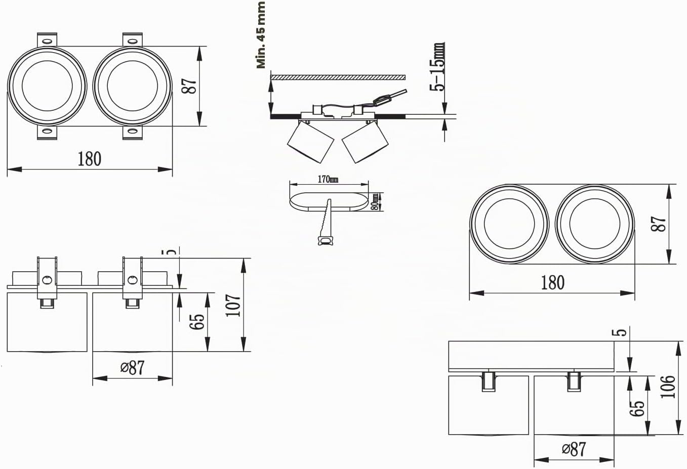 Thumbnail 6 de Trio Leuchten Taurus 652910231 – lampa sufitowa LED 2-punktowa, metal, biały mat