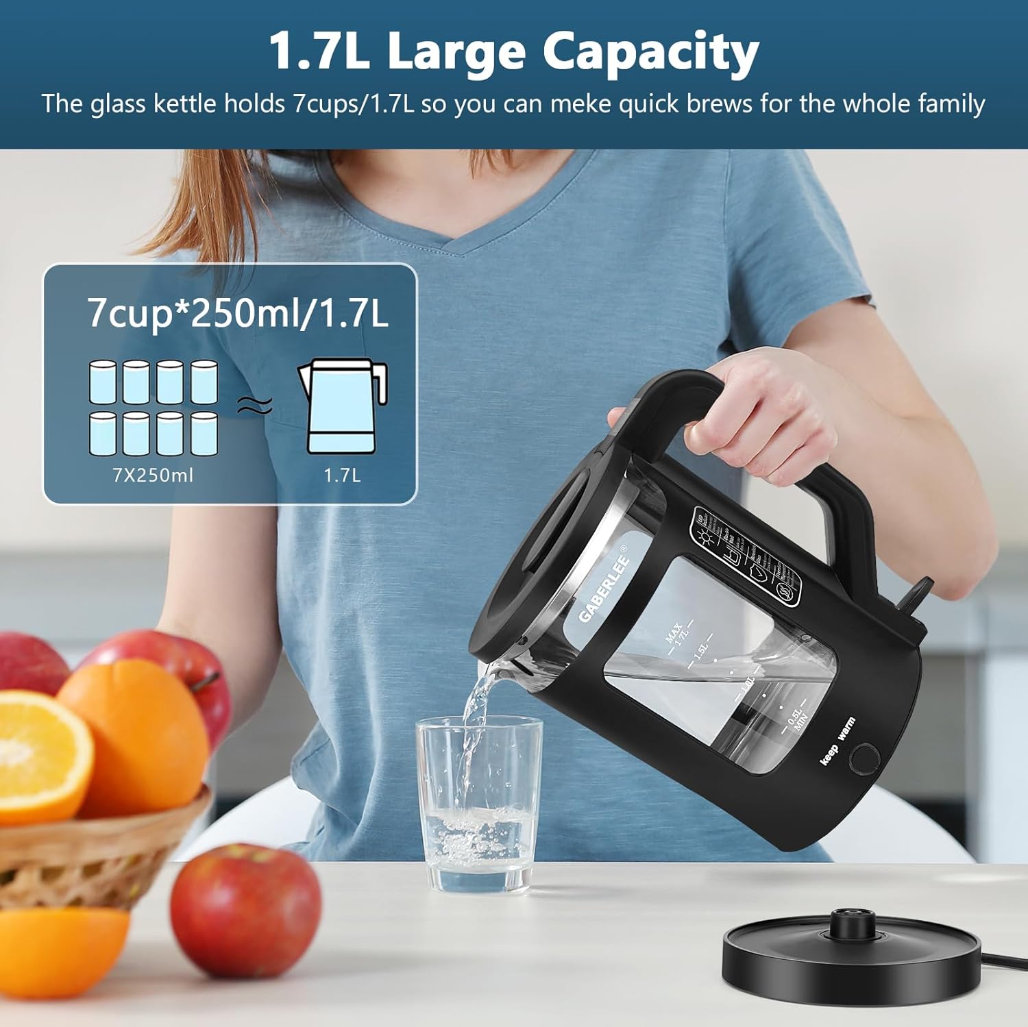 Detalle de Aqualix Electric Kettle 1.7L 3000W with Keep Warm