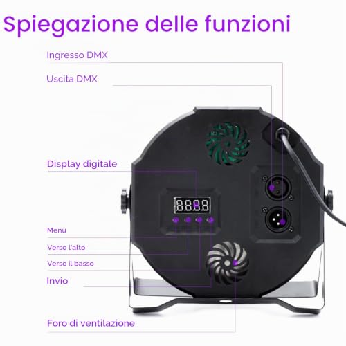 Detalle de VYmaksran Faretto LED Par 36 RGB – set da 4, DMX512 e telecomando per palco e feste