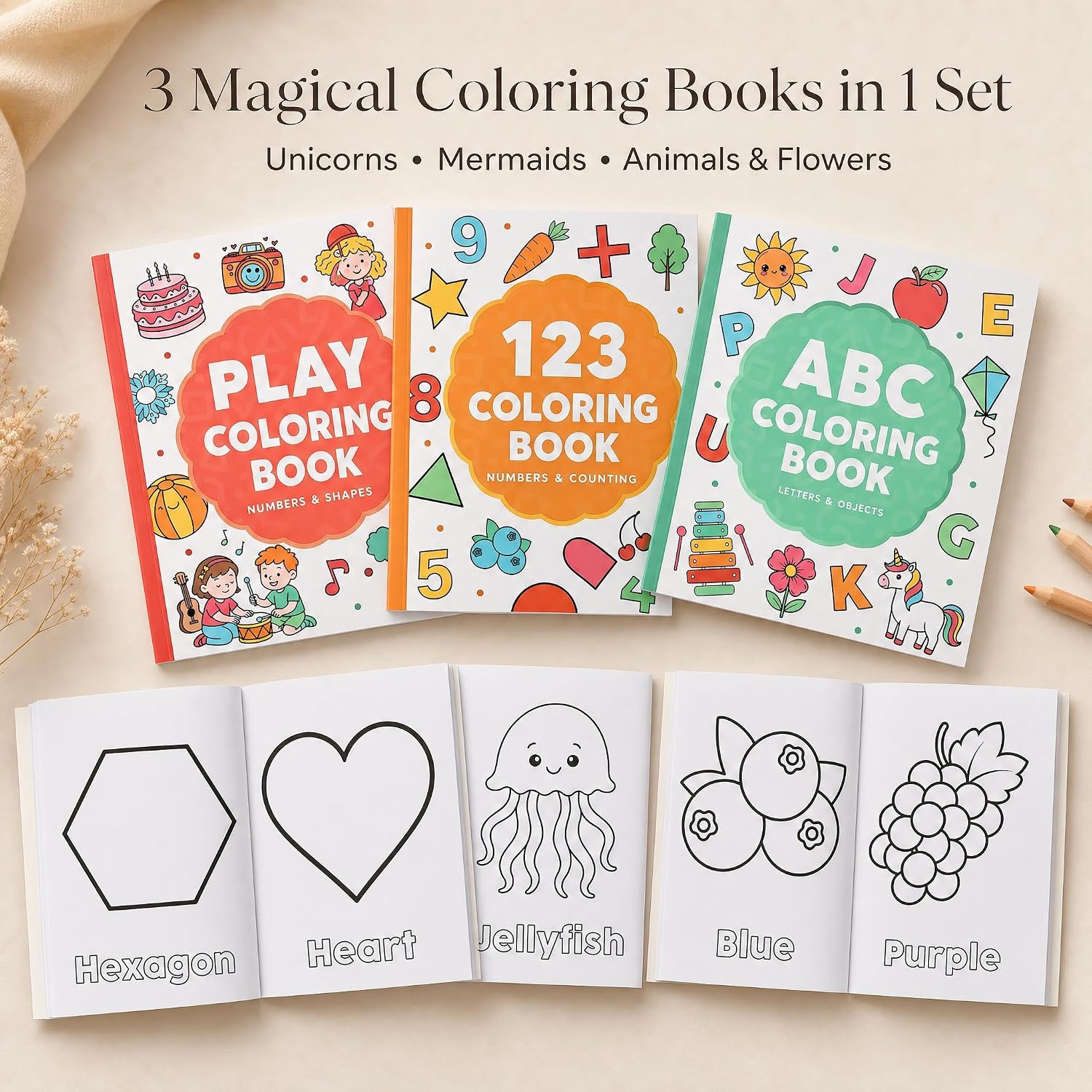 Thumbnail 6 de ZICOTO zic-tcoloringb-edu_25-228 Coloring Book Set, 3 Books, 66 Sheets