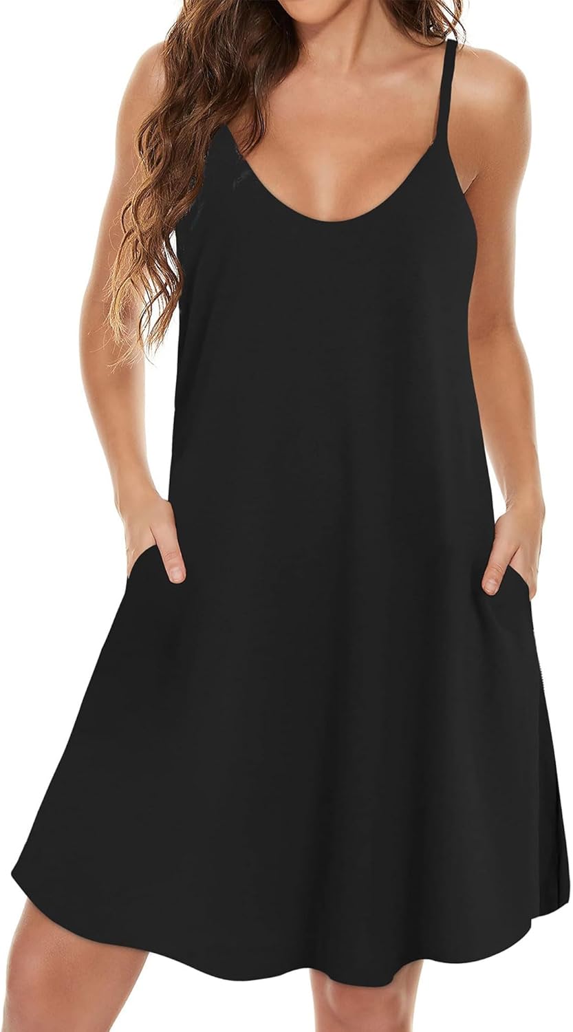 Thumbnail 2 de JOELLYUS Women’s Spaghetti Strap Dress with Pockets (Summer Sundress Beach Cover-Up)