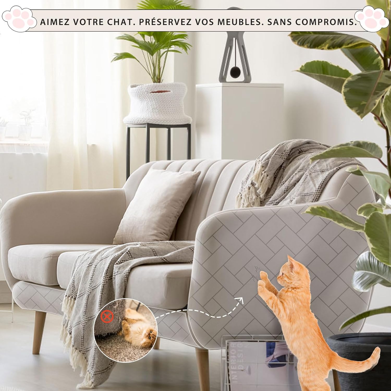 Thumbnail 4 de Protection Canapé Chat anti-griffe 30 cm x 5 m – rouleau autocollant à motifs (matière mate)