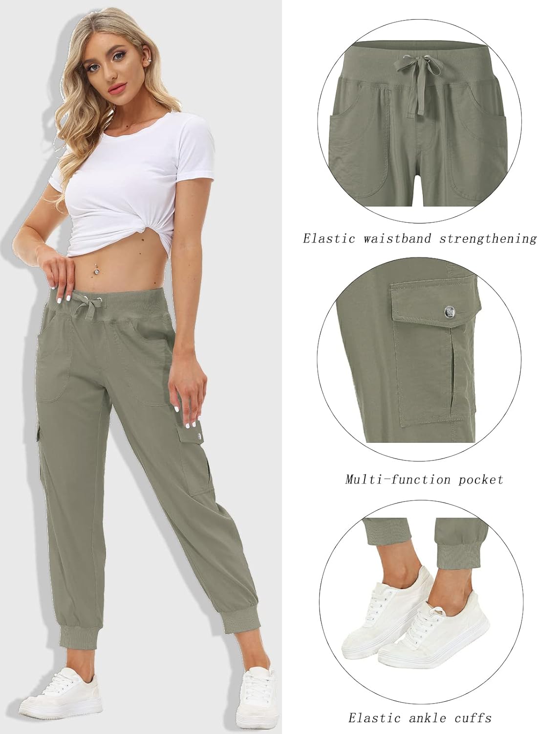 Thumbnail 2 de MoFiz Women's Lightweight Hiking Cargo Pants: Quick-Dry, Six-Pocket Comfort for Outdoor Confidence