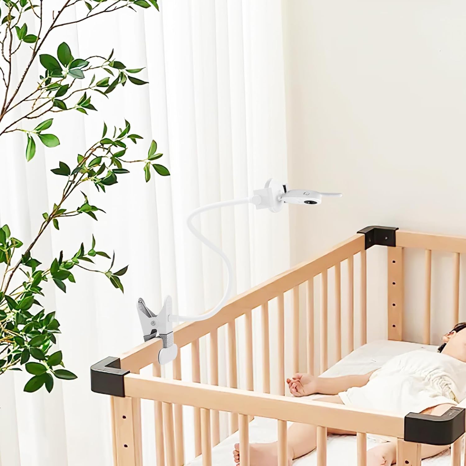 Detalle de Baby Monitor Holder: Universal Mount with 40cm Flexible Arm for Thick Cot Rails
