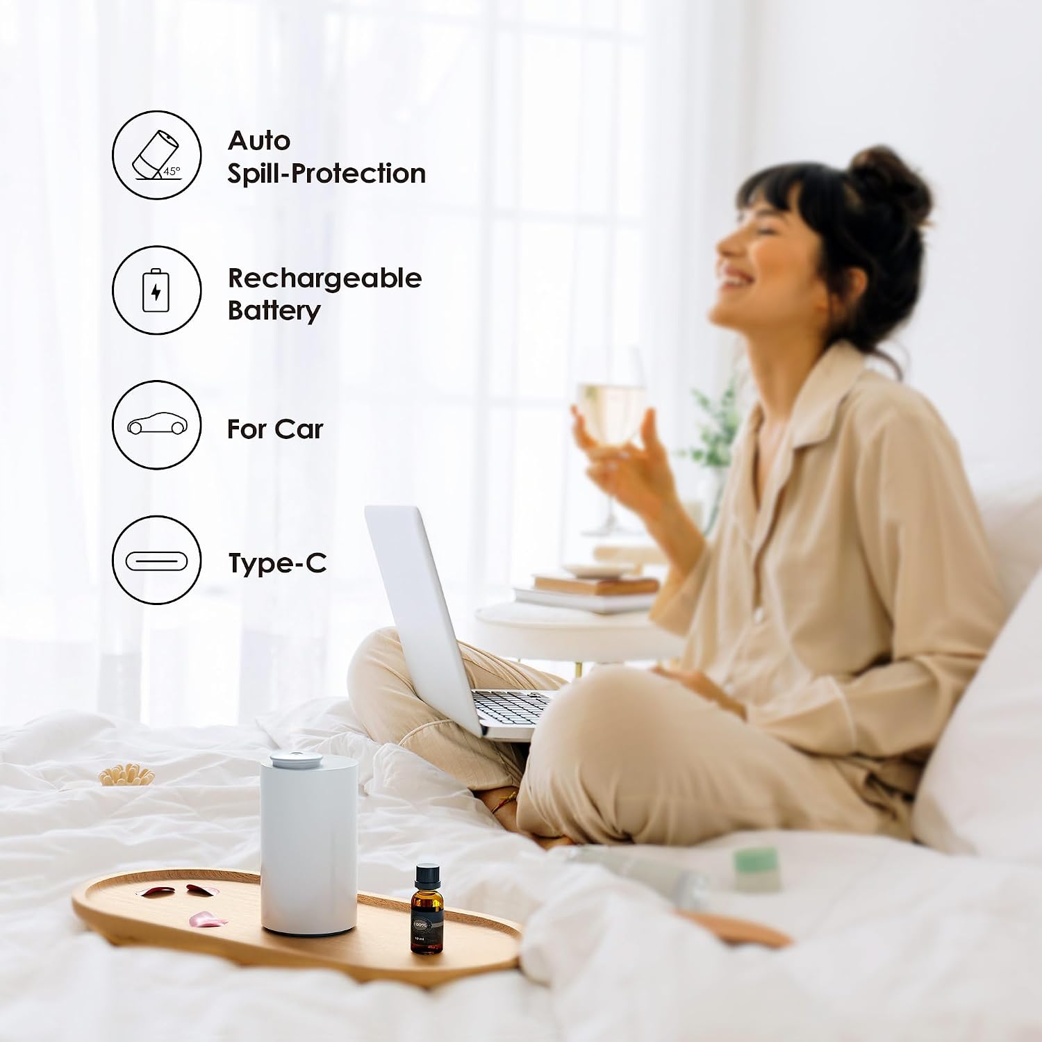 Detalle 2 de Waterless Diffuser for Essential Oils AN6 Cold Gray – 20ml Battery Diffuser