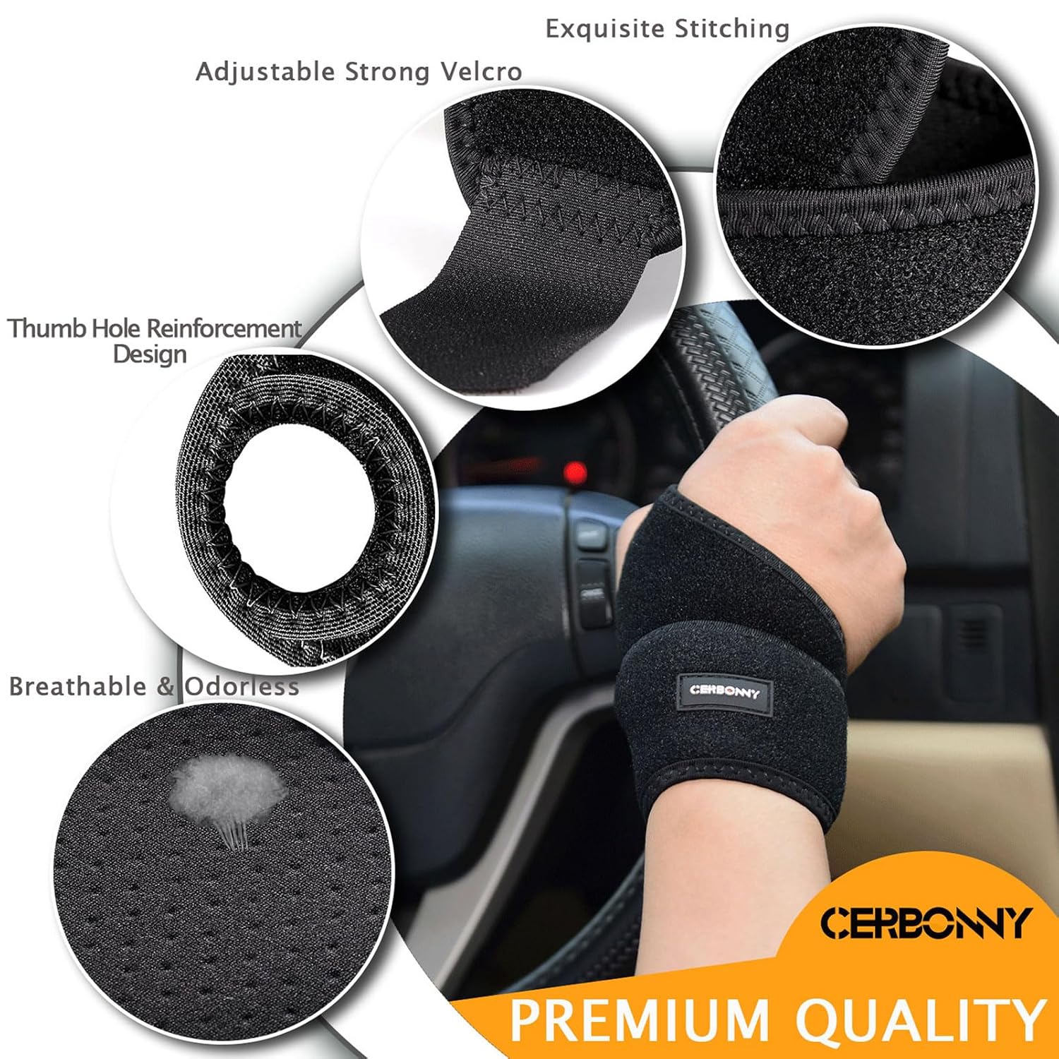 Detalle de CERBONNY Carpal Tunnel Wrist Brace, Adjustable Right-Wrist Support