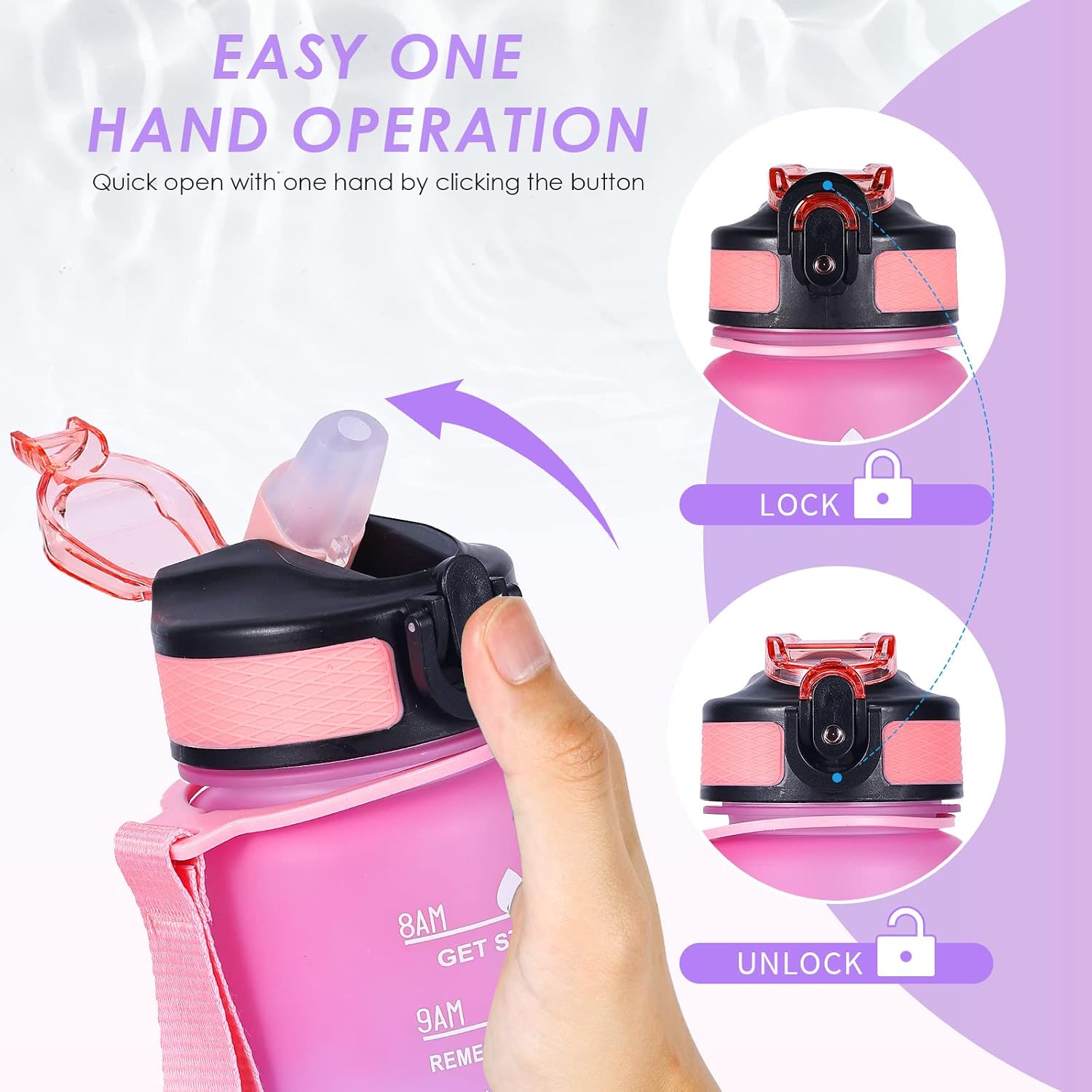 Detalle de SUPPRUI 600ml kids water bottle with straw ๐ง