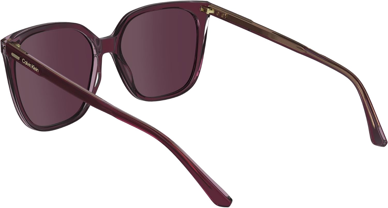 Detalle 2 de Calvin Klein Damen-Sonnenbrille aus Acetat – rechteckige Form, verstellbare Bügel und RX-tauglich