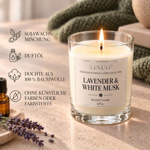 Detalle 1 de YINUO LIGHT Duftkerzen-Set aus Sojawachs, 4 Düfte als Geschenkset
