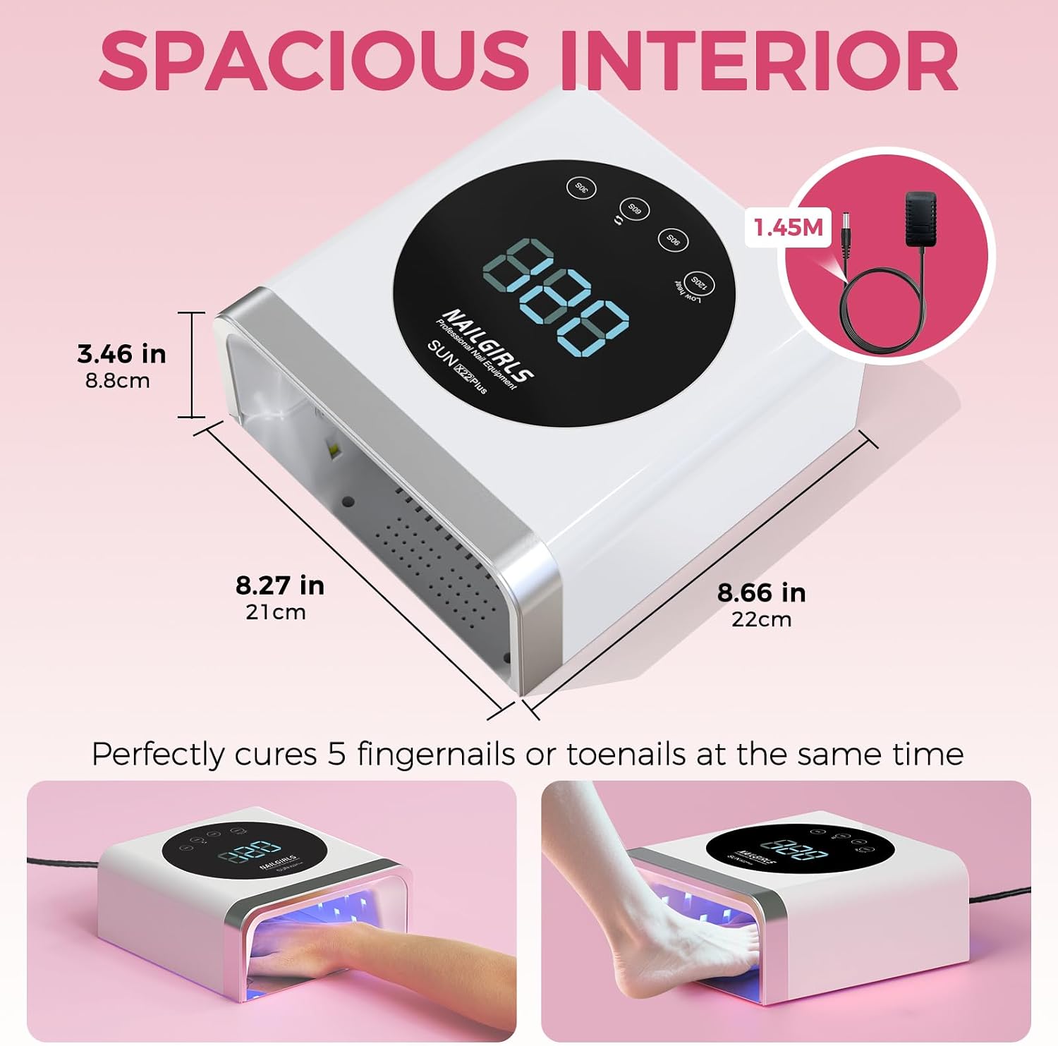 Thumbnail 5 de NAILGIRLS Non-rechargeable Plug-in Nail Dryer, 150W UV LED Nail Lamp with Sensor