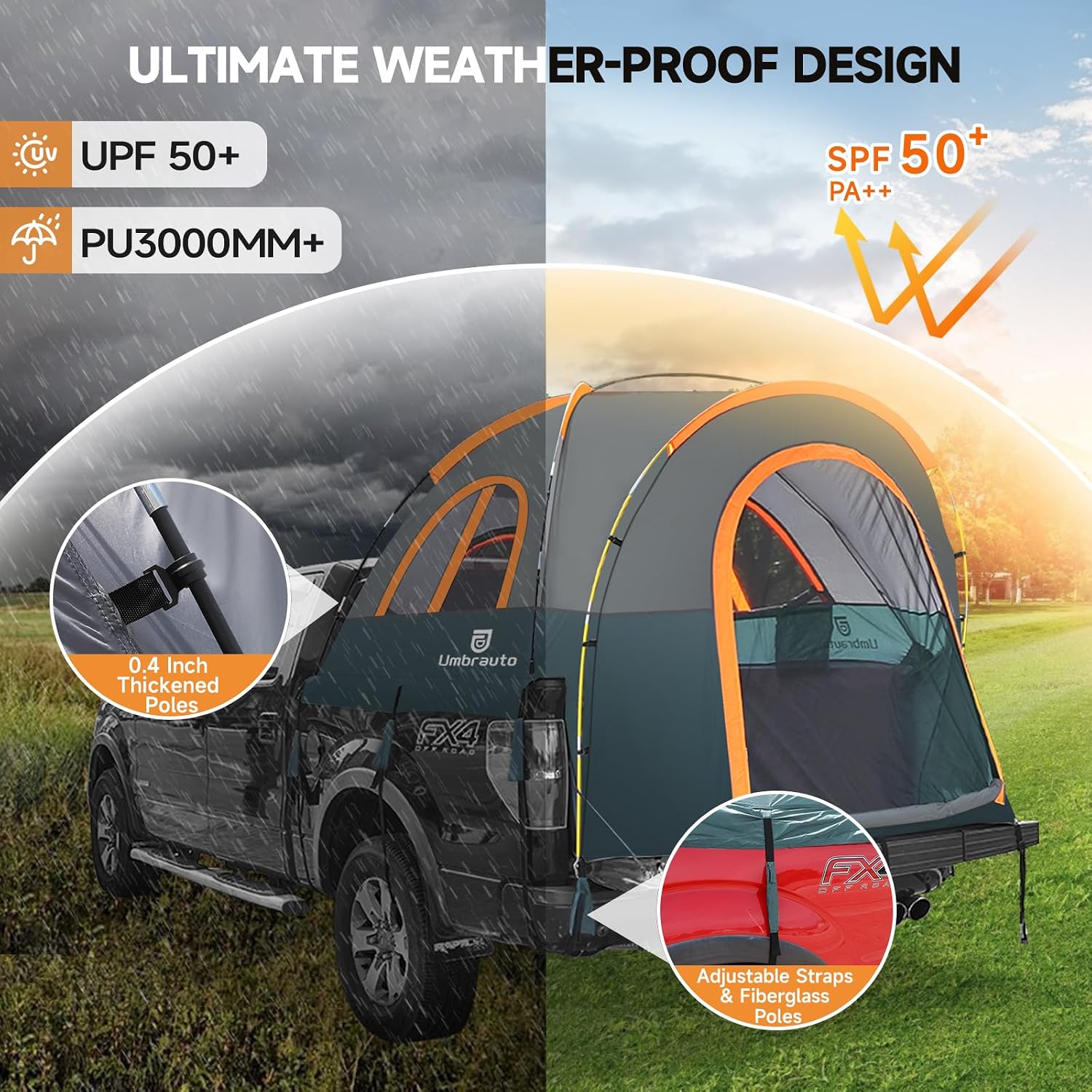 Thumbnail 3 de Truck Bed Tent 66.5in for 5.5–6ft Trucks