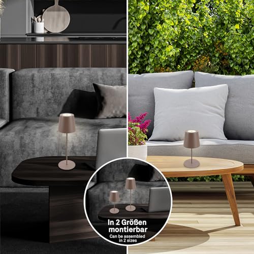 Detalle de Briloner Lampada da tavolo LED wireless con touch, regolabile in altezza, 2,5W 200 lm, ricaricabile – sabbia umbаra