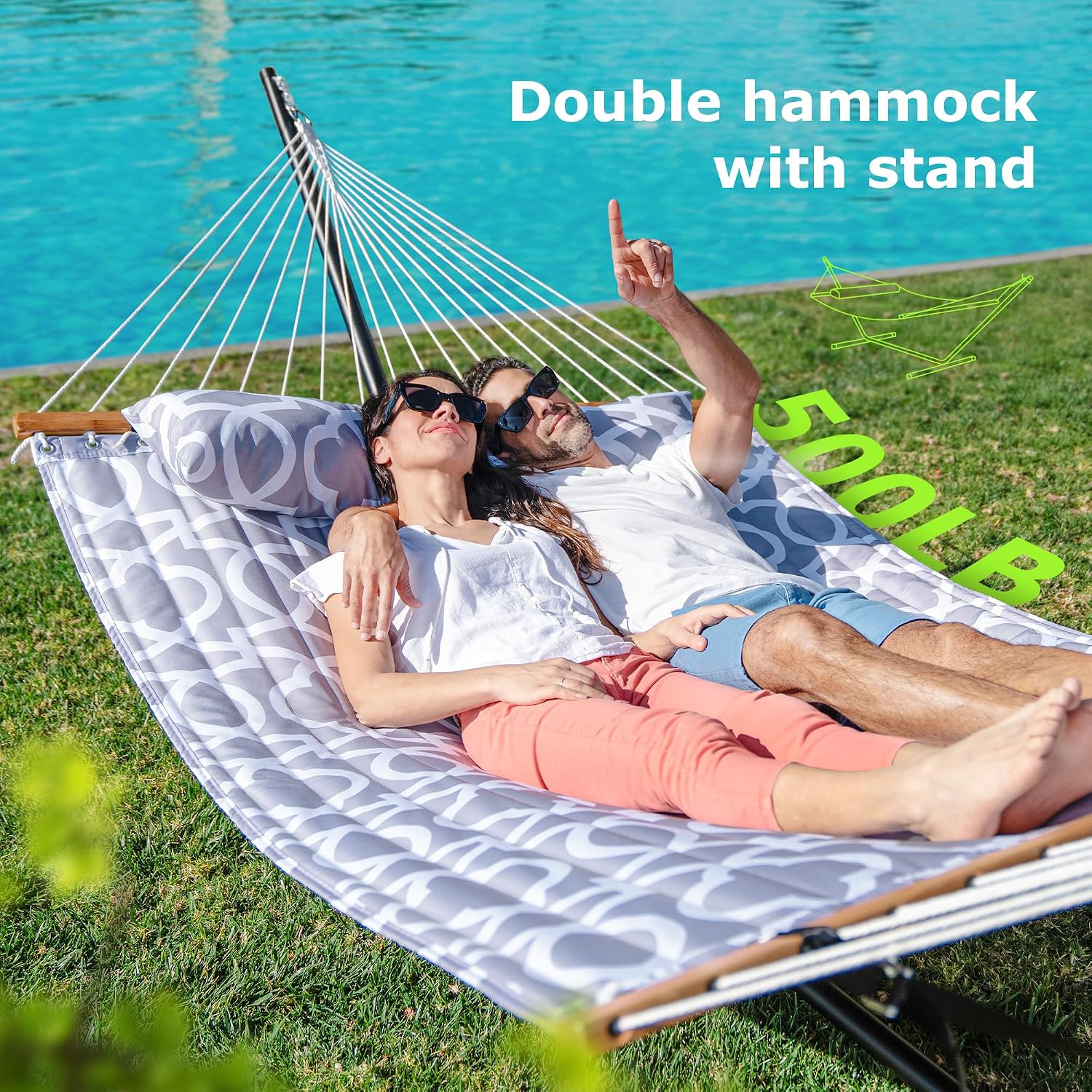 Detalle de ANAGOO Double Hammock with Stand, 500-lb Capacity