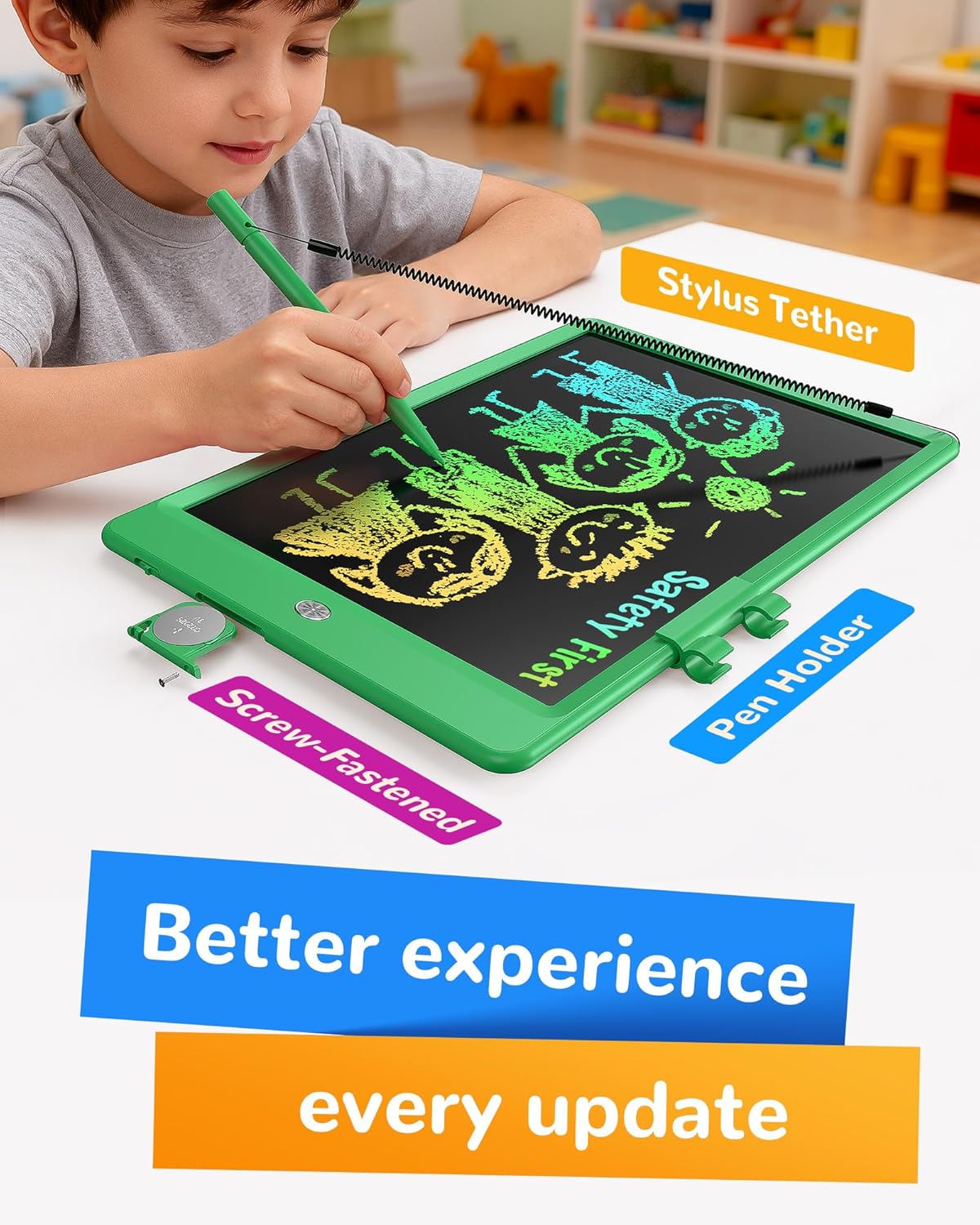 Thumbnail 2 de KOKODI 10-Inch LCD Writing Tablet for Kids (Green) – Colorful Doodle Board