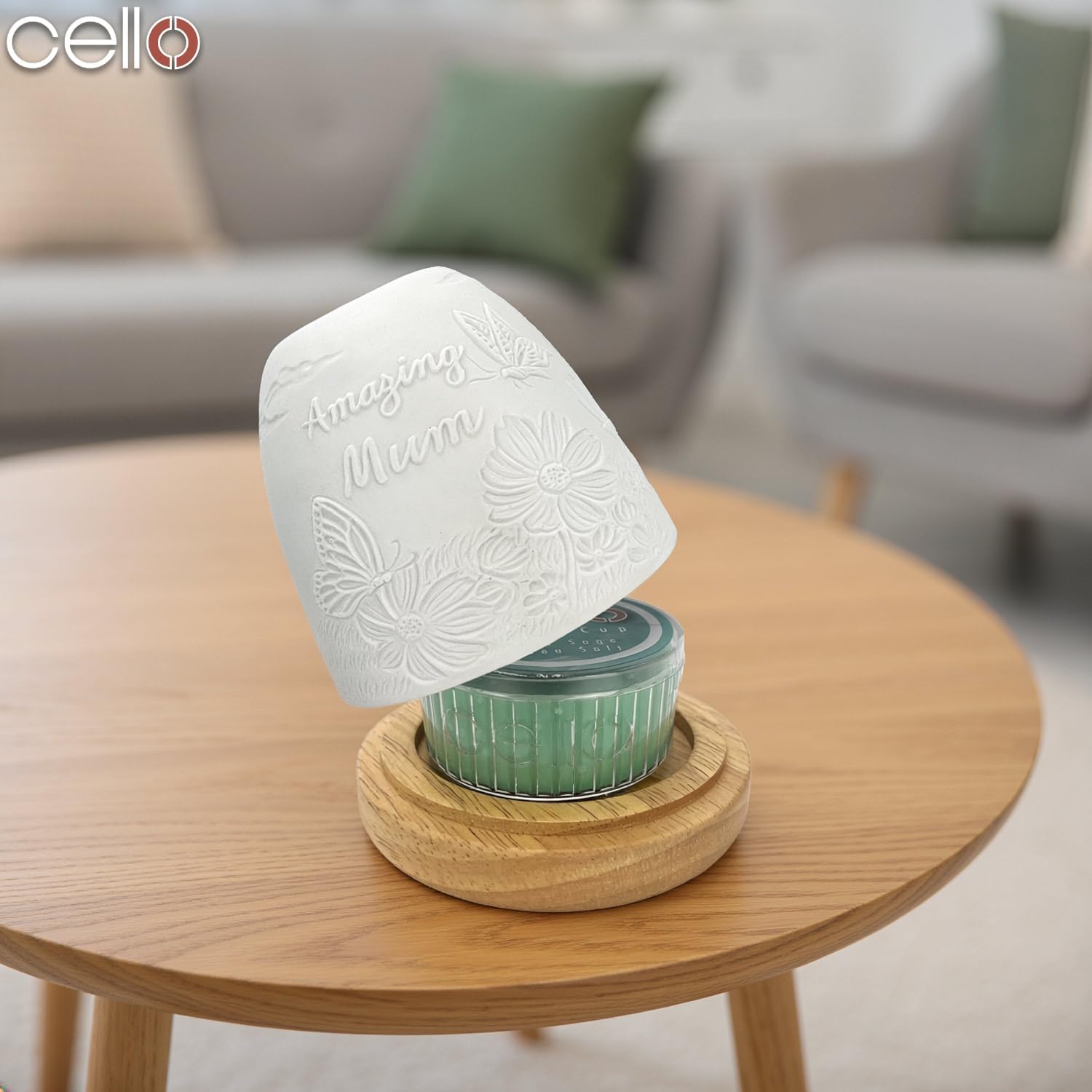 Thumbnail 4 de Cello Porcelain Tall Tealight Holder Dome (Teal) with 3D Projection for LED or Wax Candle