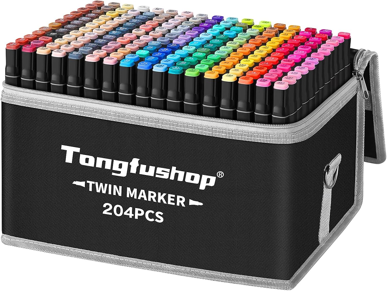 Detalle de Tongfushop Filzstifte Marker Set – 204 Farben Alkohol Marker mit Fein- und Breitspitze
