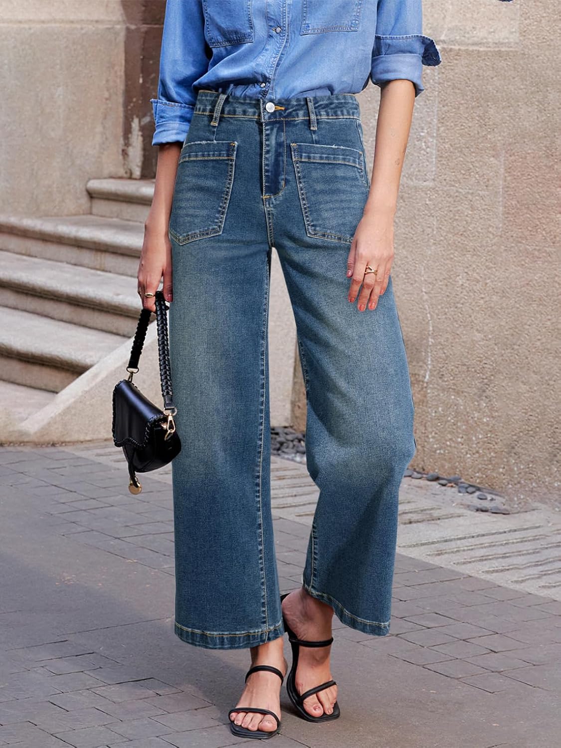 Detalle 2 de Sidefeel Wide-Leg Jeans, Up to 28-Inch Inseam