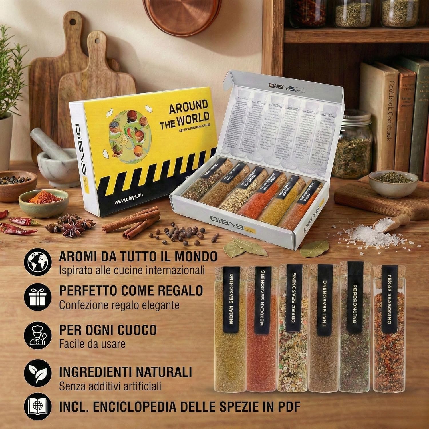 Thumbnail 2 de DIBYS Set regalo di spezie da tutto il mondo: 6 miscele con ricette incluse