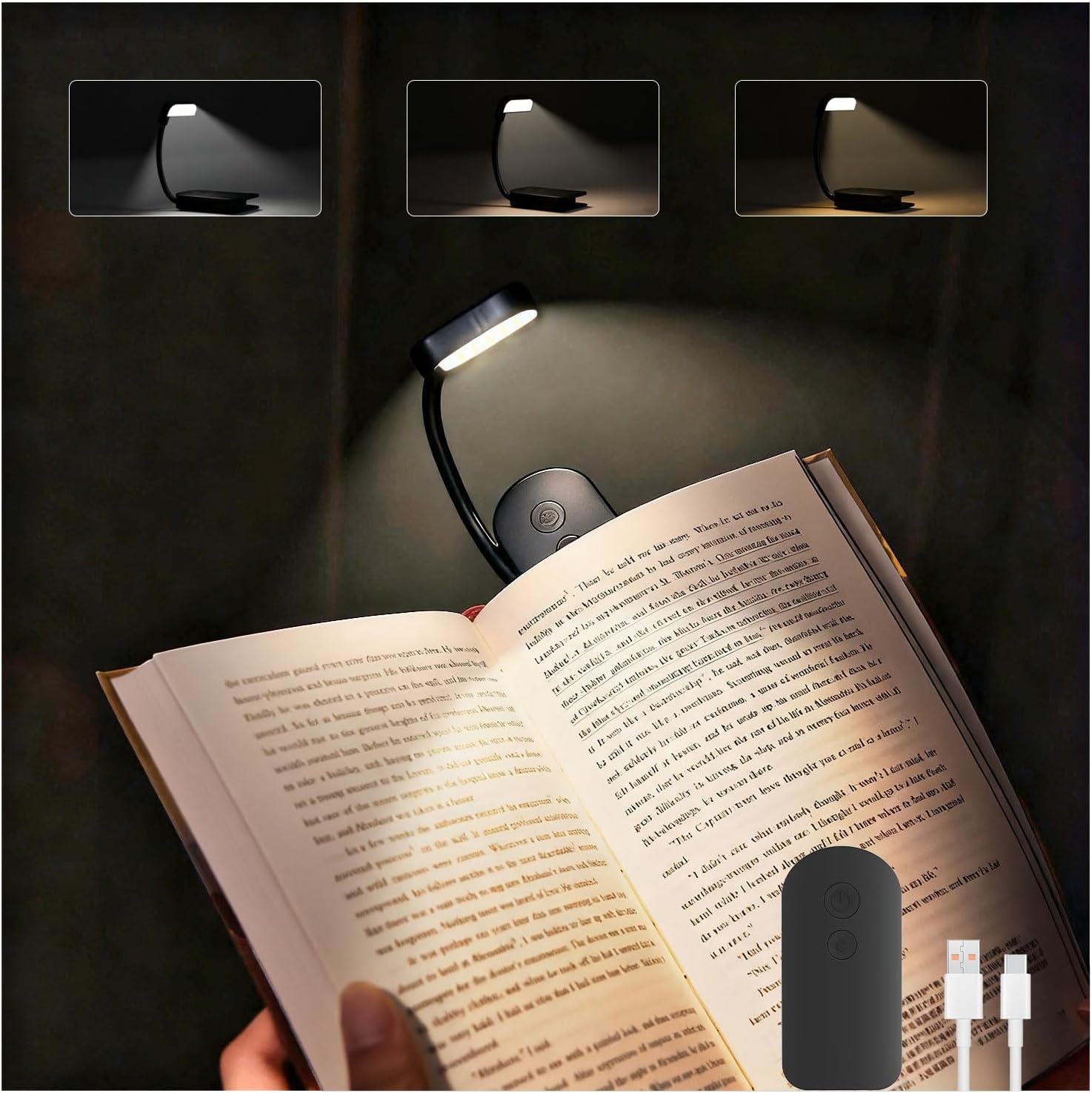Detalle de AdalyRoma F26 boeklamp met clip, 9 leds en 3 kleurtemperaturen
