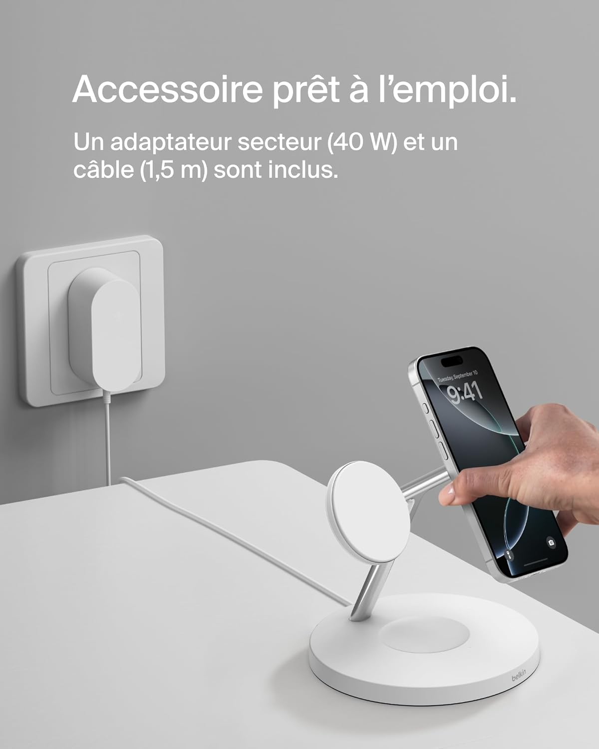 Thumbnail 6 de Belkin BoostCharge Station 3-en-1 avec Qi2 | Chargeur MagSafe pour iPhone, Apple Watch et AirPods