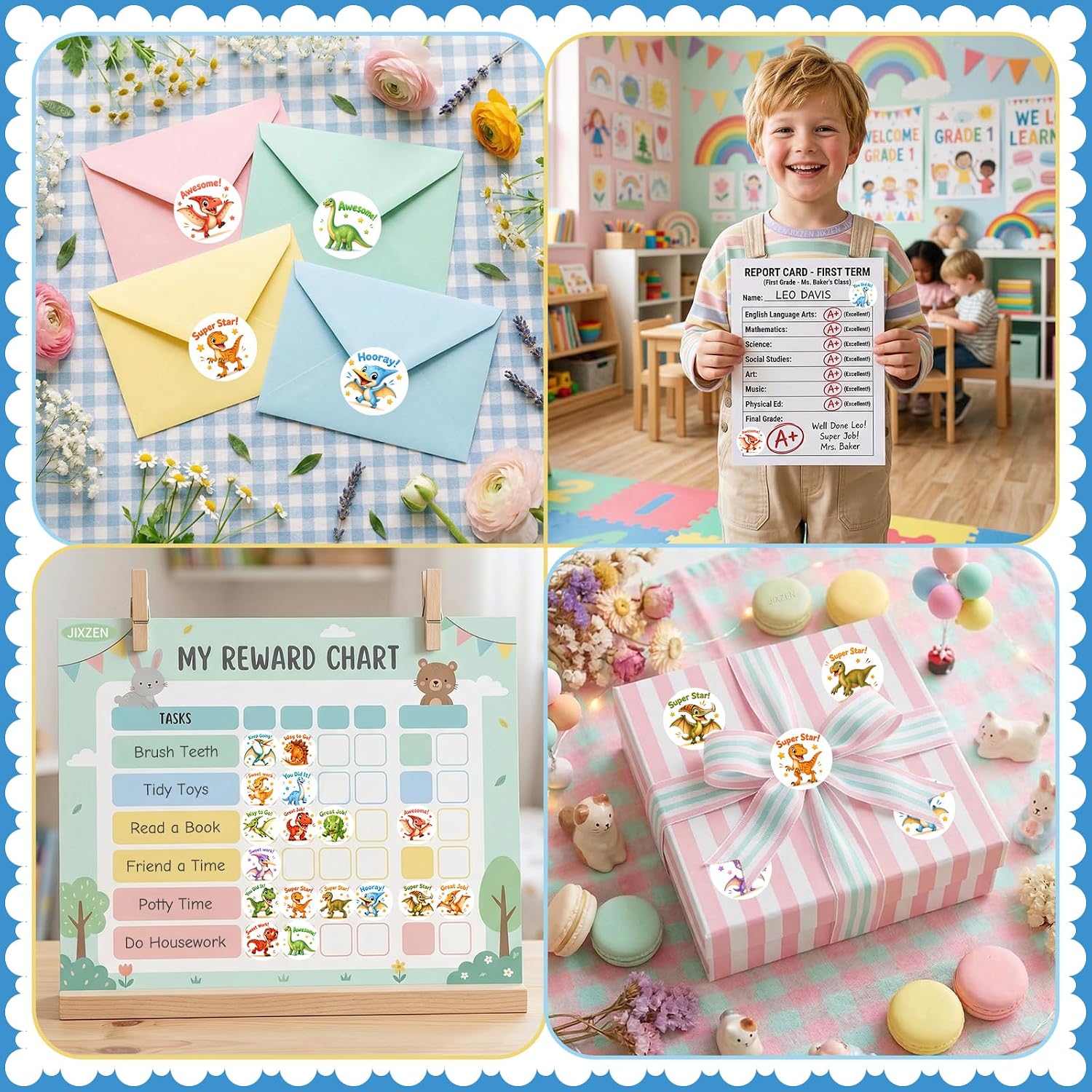 Detalle 1 de Dinosaur Stickers for Kids, 1-Inch