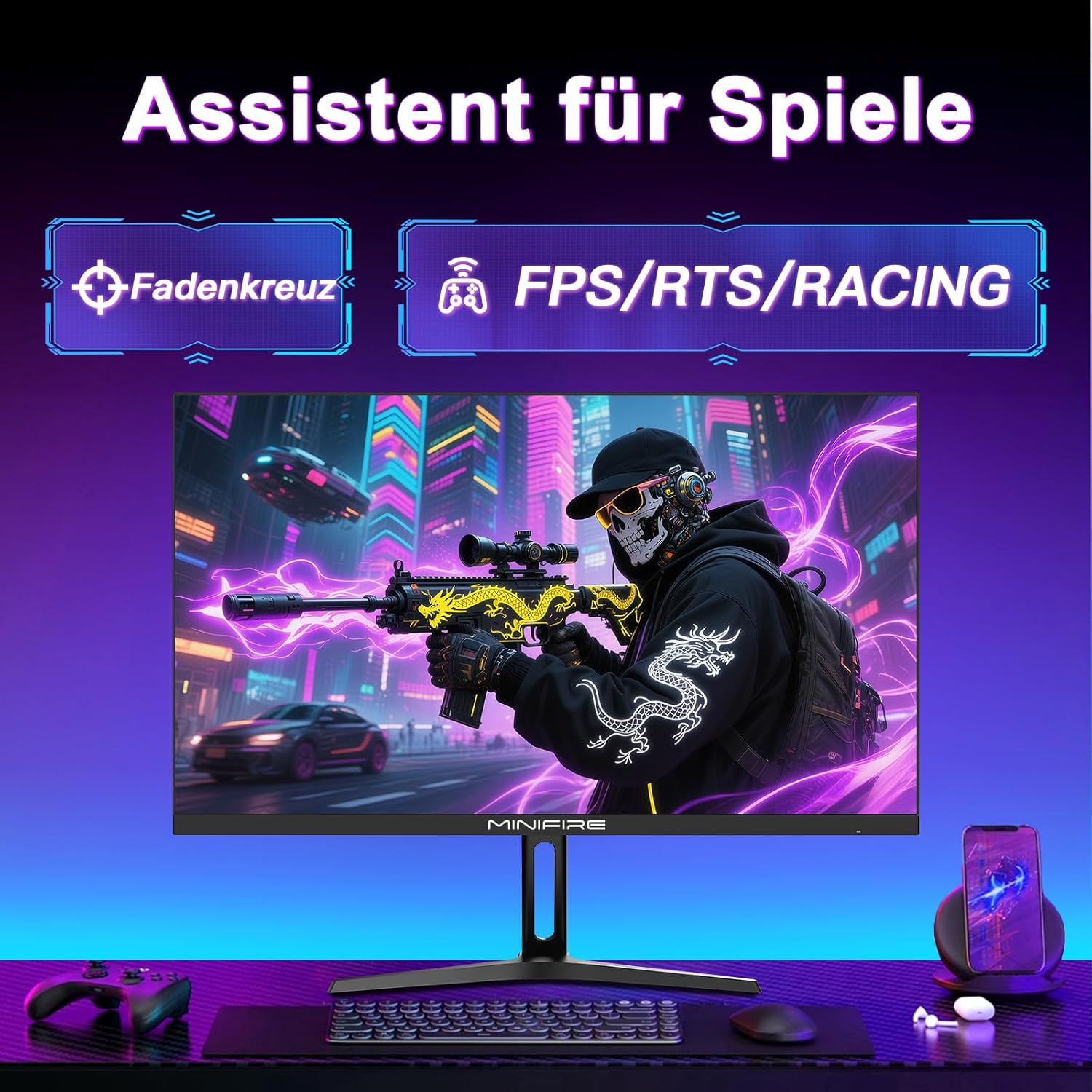 Thumbnail 5 de Minifire MFG27F4Q Pro 27-Zoll Gaming-Monitor (2K QHD, 260 Hz, HDR10, Adaptive Sync)