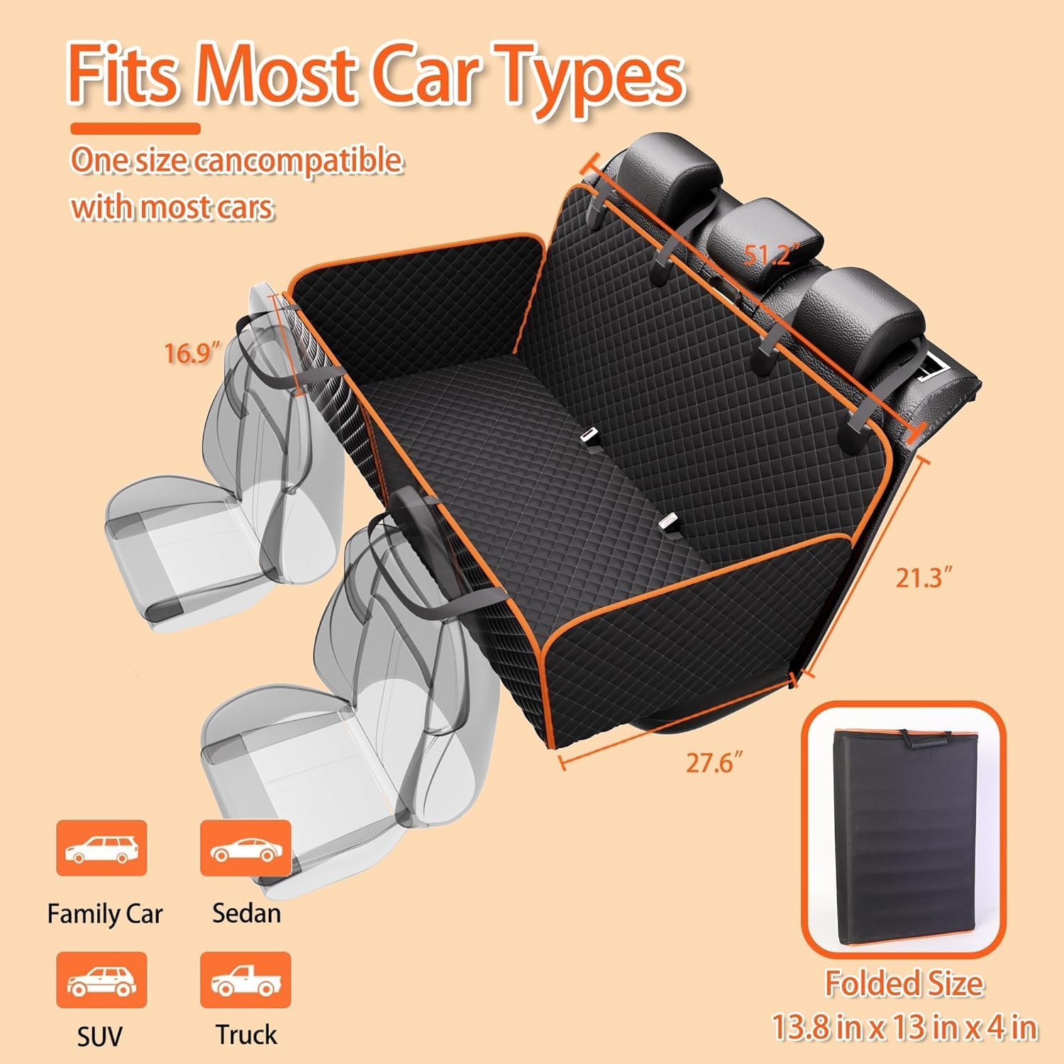Detalle 2 de Dog Car Seat Cover with Hard Bottom