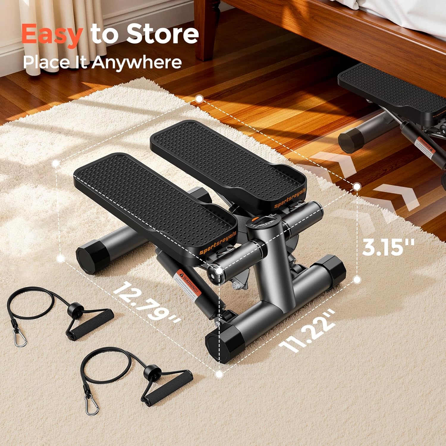 Detalle 2 de Sportsroyals Twist Stair Stepper with Resistance Bands (up to 150 kg capacity)