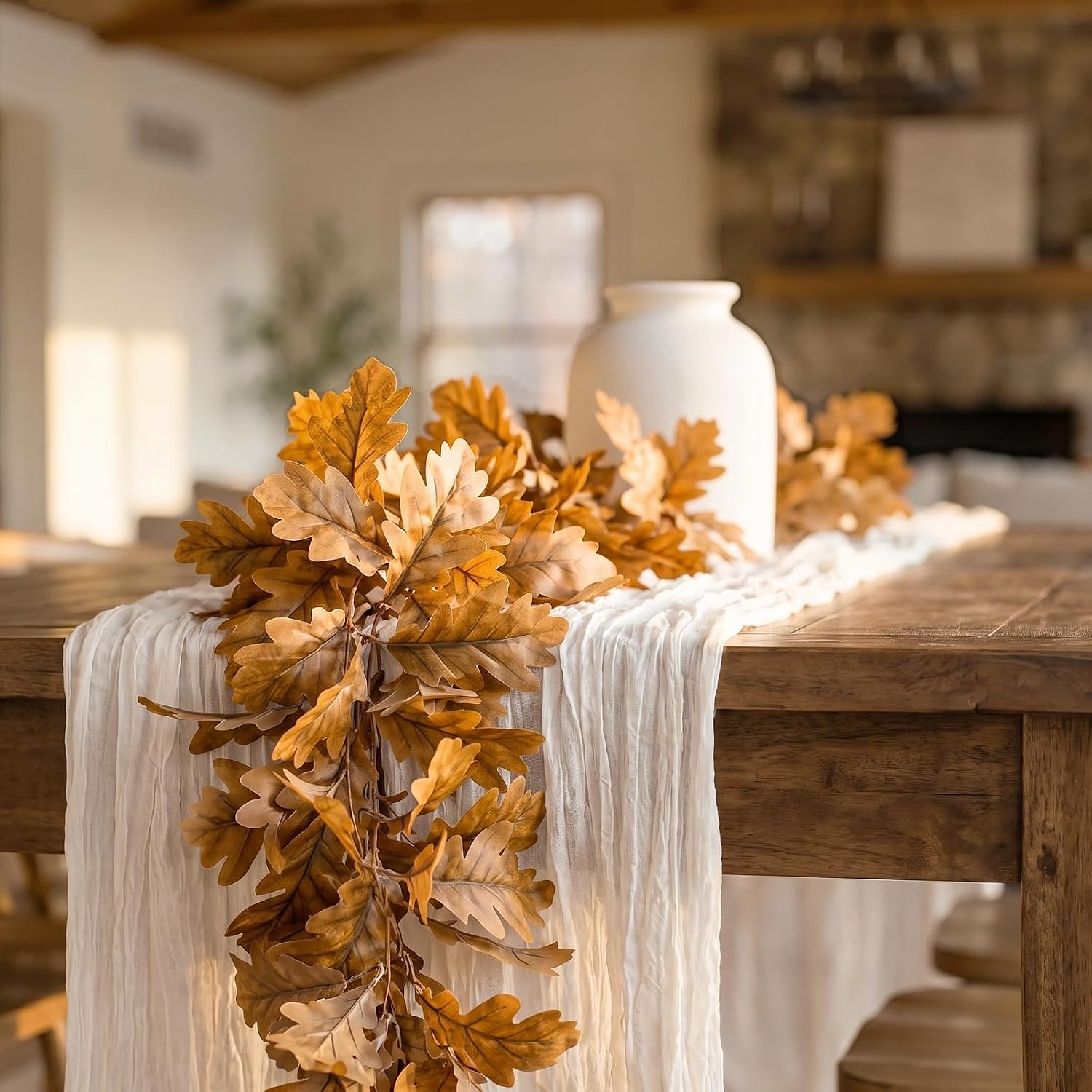 Thumbnail 1 de MeDemcor MEZW-127-JUY fall-2pcs Artificial Autumn Maple Garland, 8 ft, Yellow