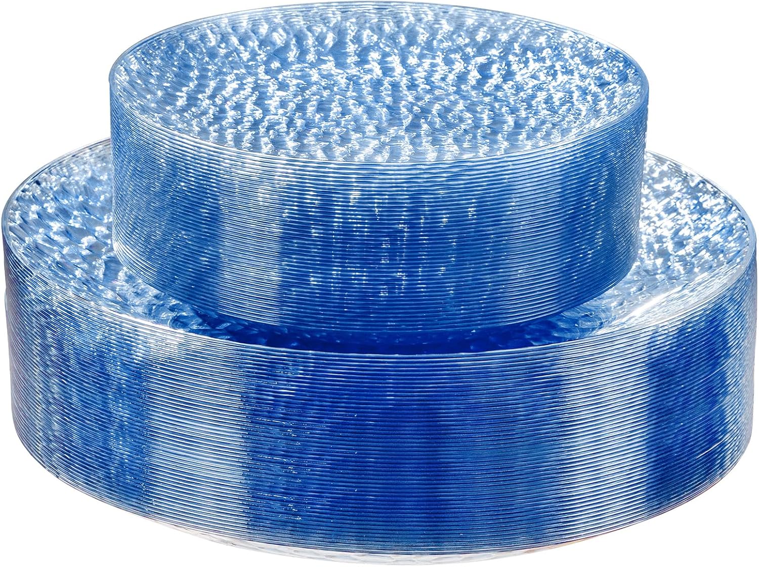 Detalle de Rubtlamp 60Pcs Blue Hammered Plastic Plates — Heavy Duty Disposable Plates (30 Dinner + 30 Dessert)