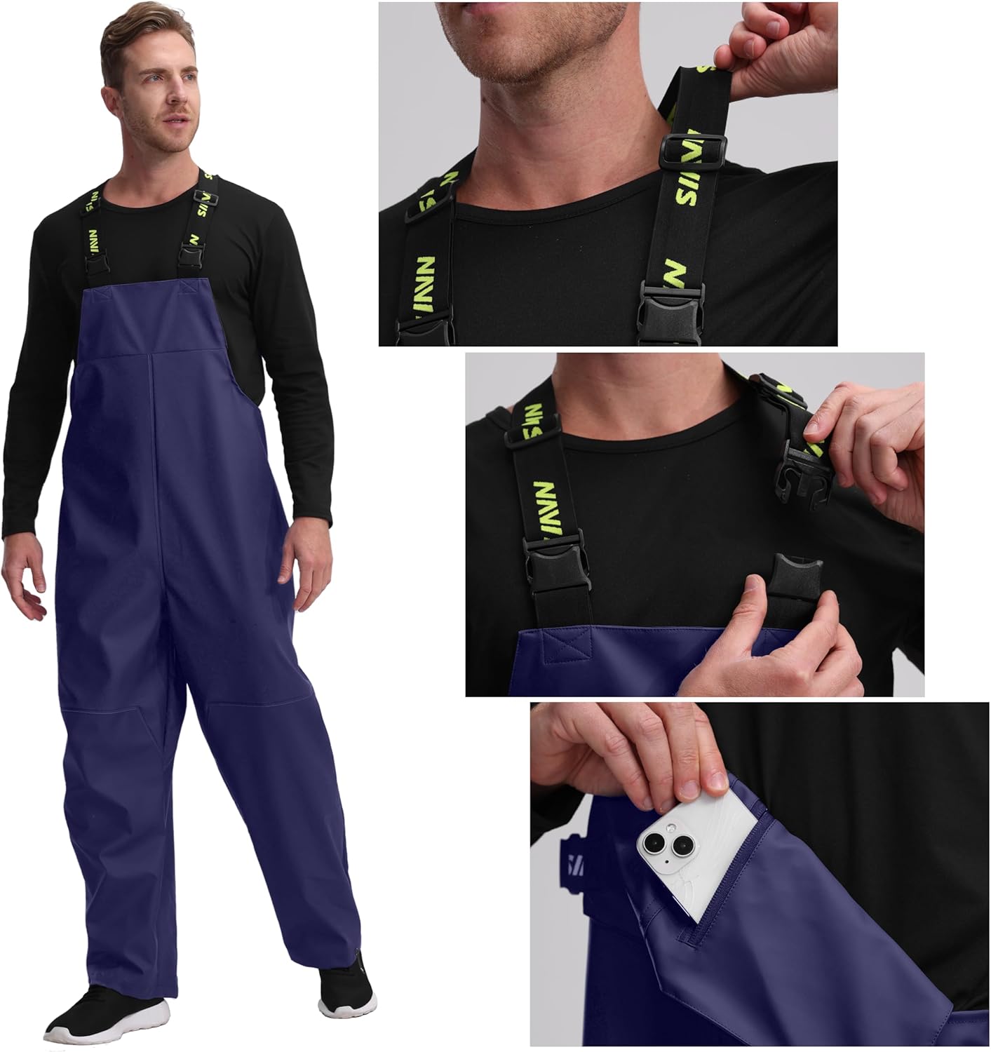 Thumbnail 6 de Men’s PRO Workwear 3-Piece Waterproof Rain Jacket & Bib Pants Set (PU-coated) – Heavy Duty 2-Tone