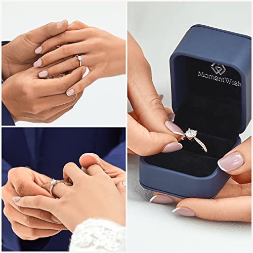 Detalle 2 de MomentWish Anillo de Compromiso con Moissanita en plata de ley 925 – Regalo para Mamá y Mujer
